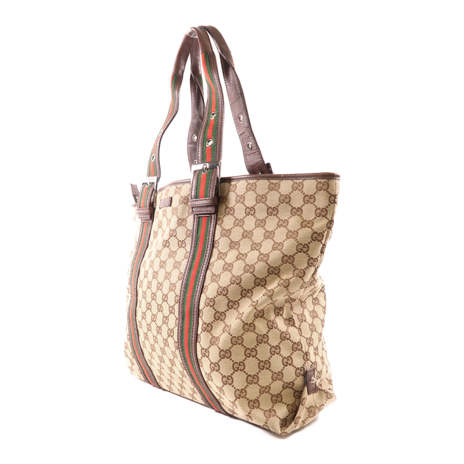 GUCCI 帆布Shoulder Tote銀扣肩背袋/手挽袋