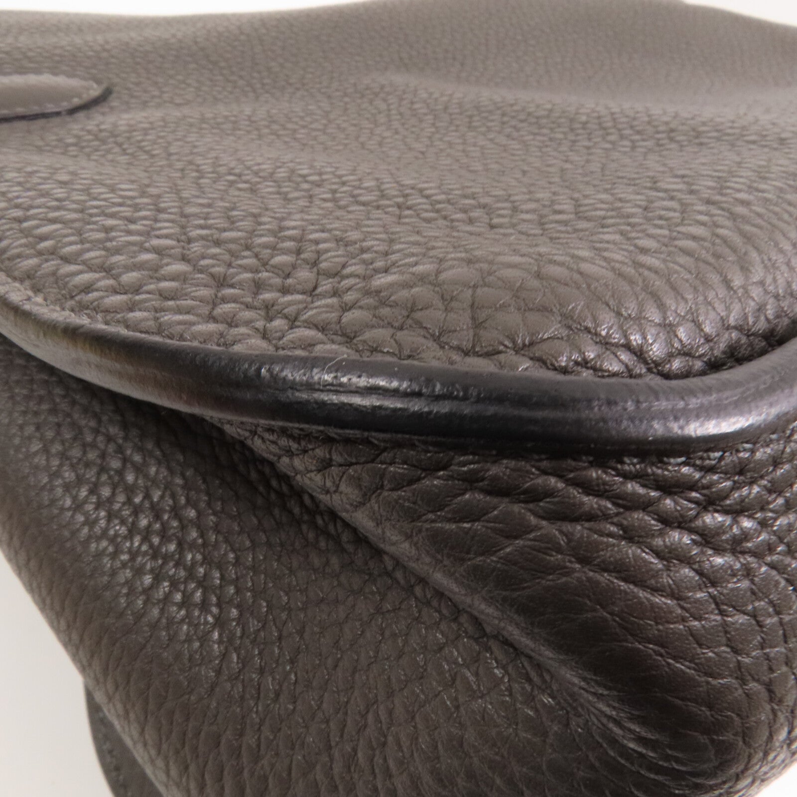 HERMES Clemence皮革Jypesiere 37銀扣肩背袋Etain