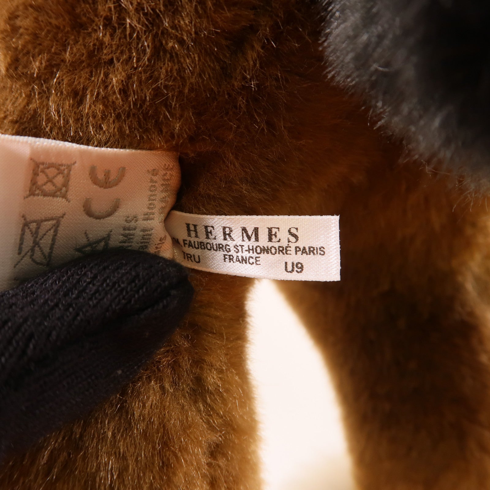 HERMES Cheval Hermy GM Plush Toy Polyester Brown/White 