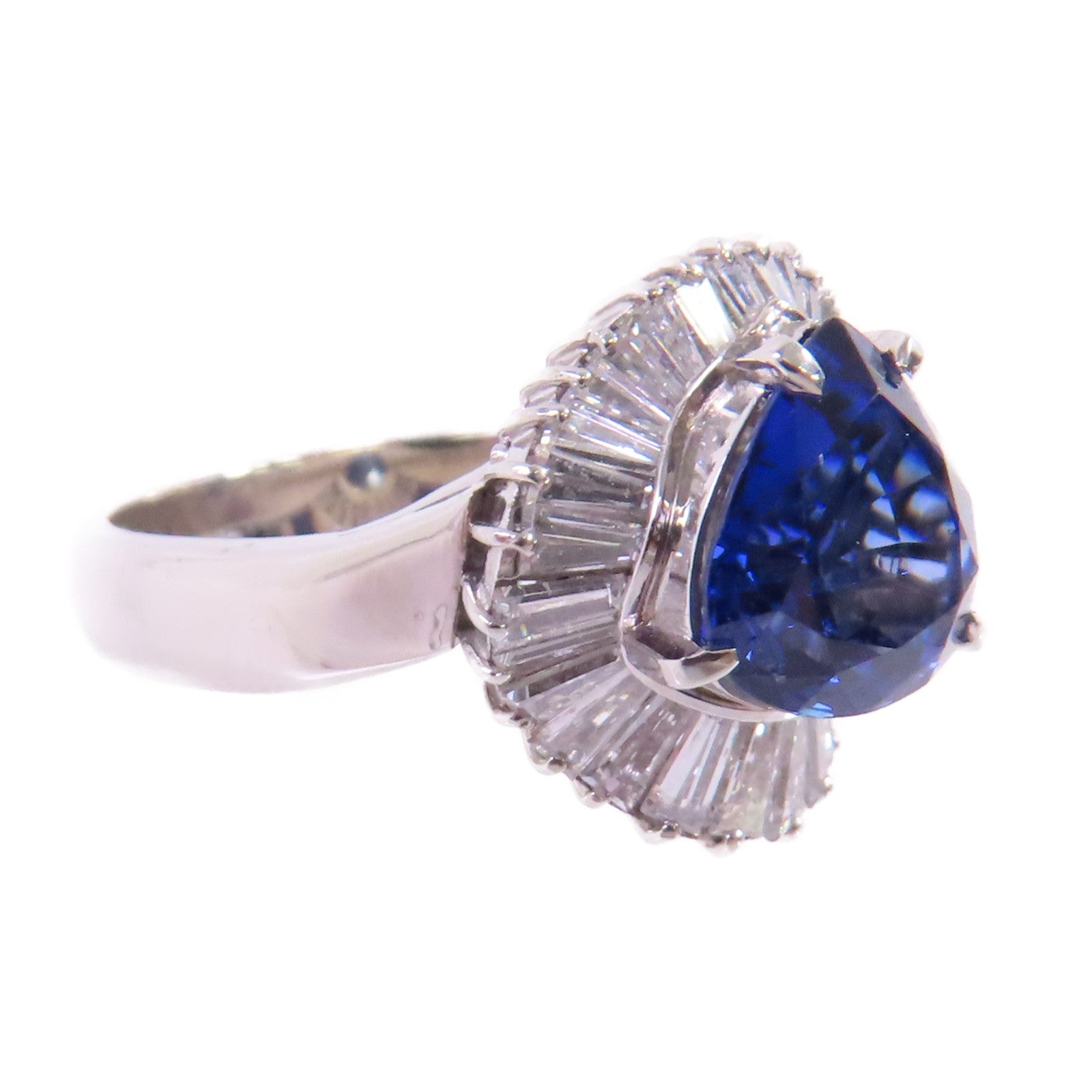 JEWELRY PT900鉑金/2.52ct藍寶石/0.77ct鑽石Sapphire/Diamond Ring戒指US#6