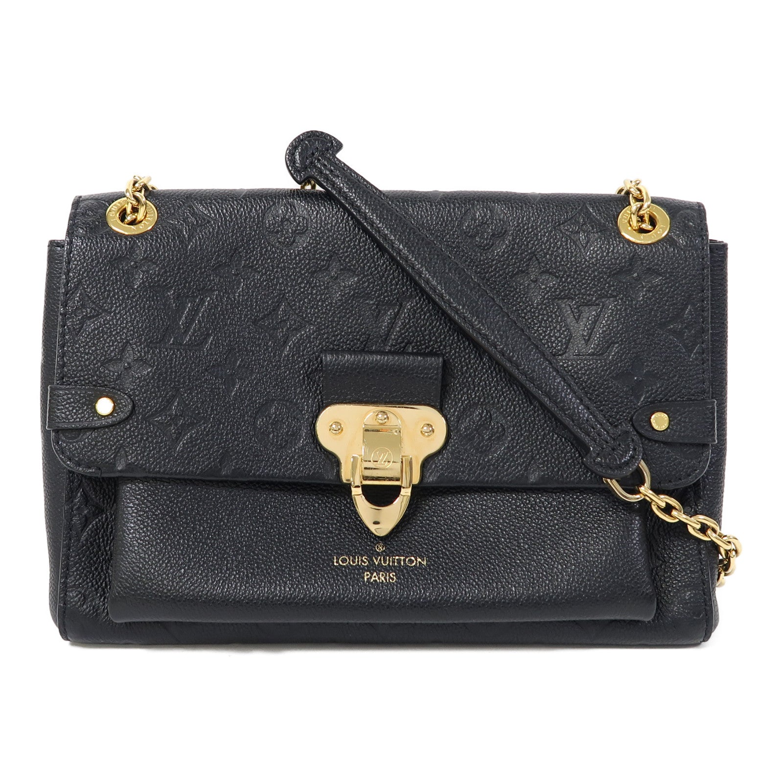 LOUIS VUITTON Monogram Empreinte Vavin PM金扣鏈帶肩背袋黑色