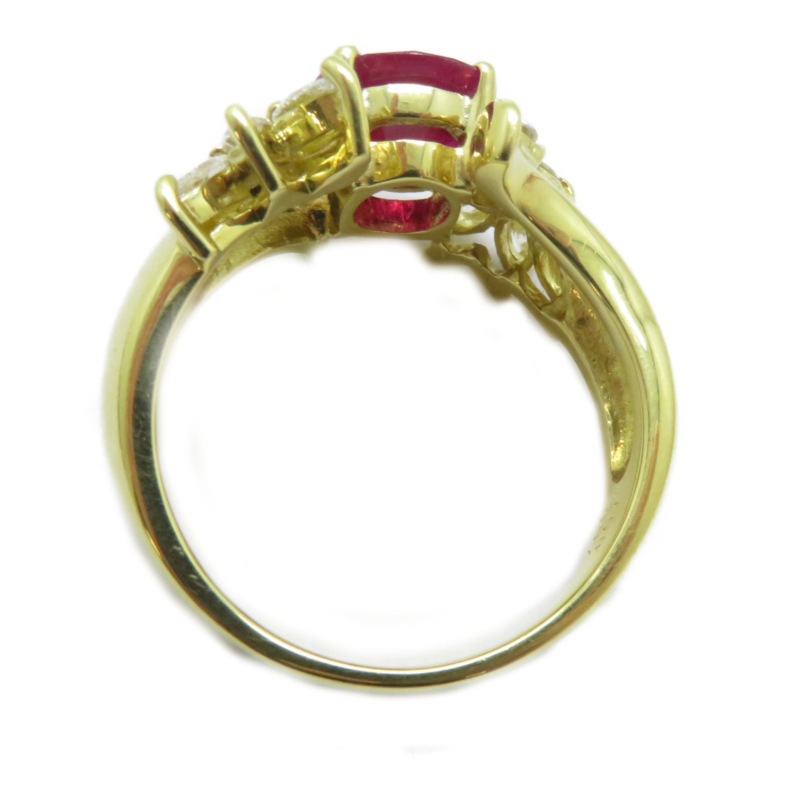 JEWELRY 18K黃金Ruby Ring 1.58ct紅寶石/0.57ct鑽石戒指US#6.25