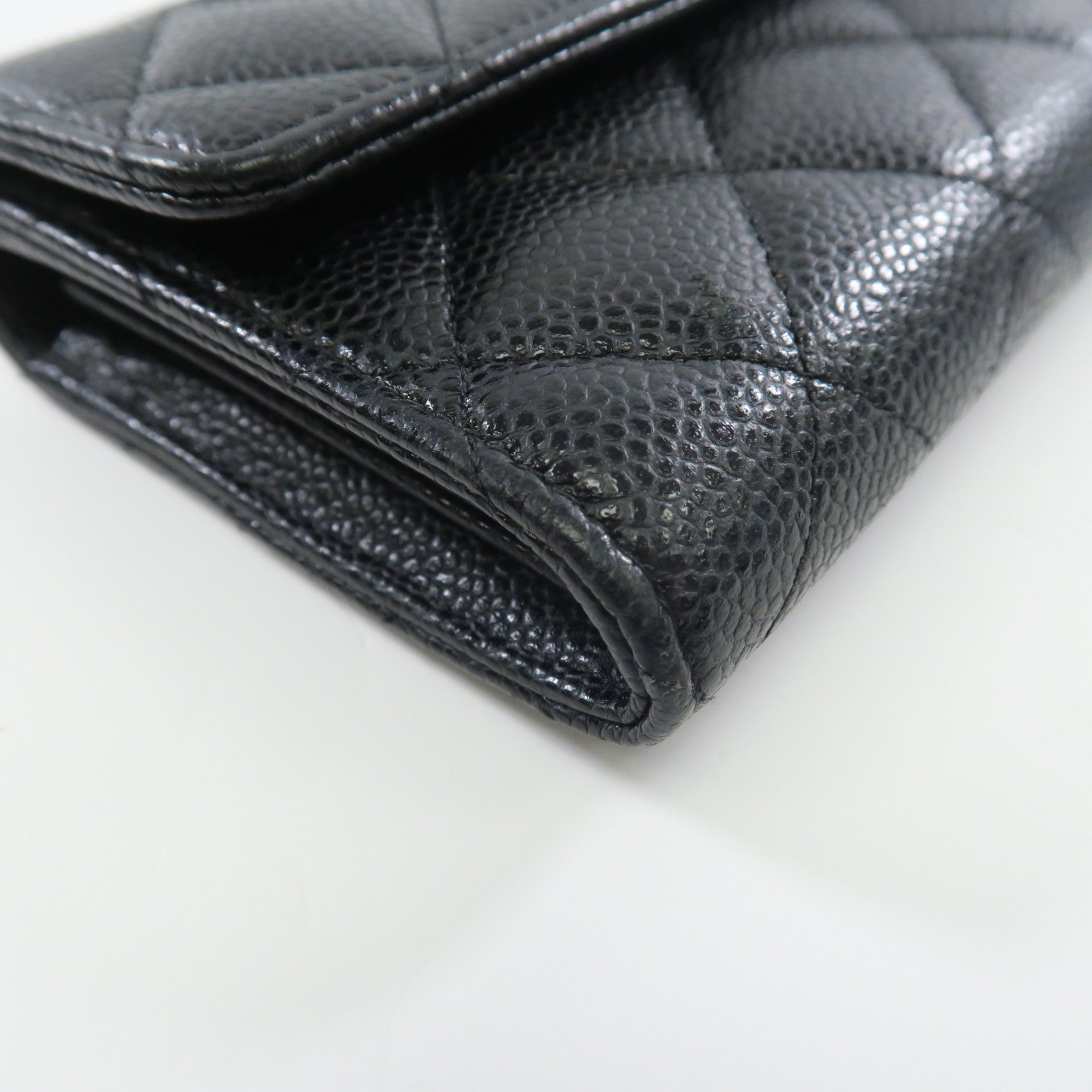 CHANEL 牛皮皮革Wallet金扣長錢包黑色