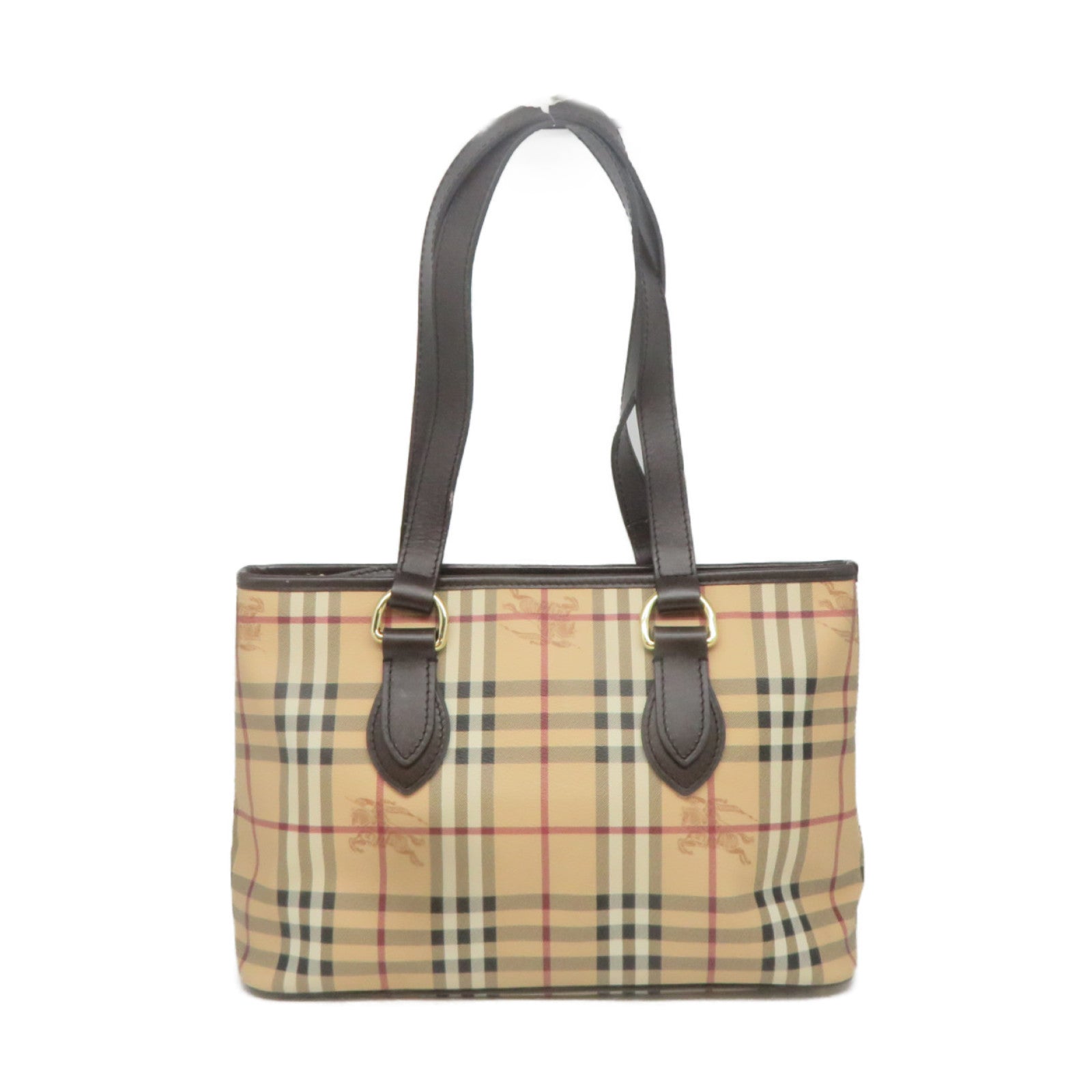 BURBERRY 【激減優惠】塗層帆布Tote Bag金扣肩背袋啡色