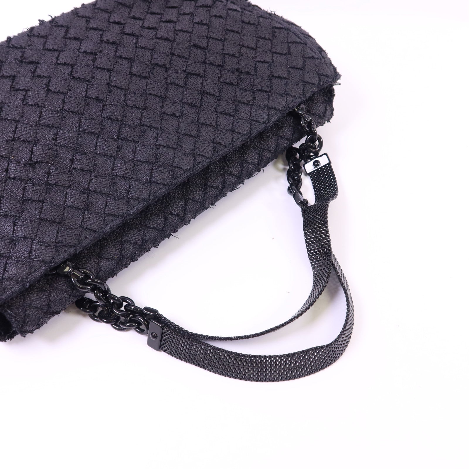 BOTTEGA VENETA 藤料Handbag黑扣手挽袋