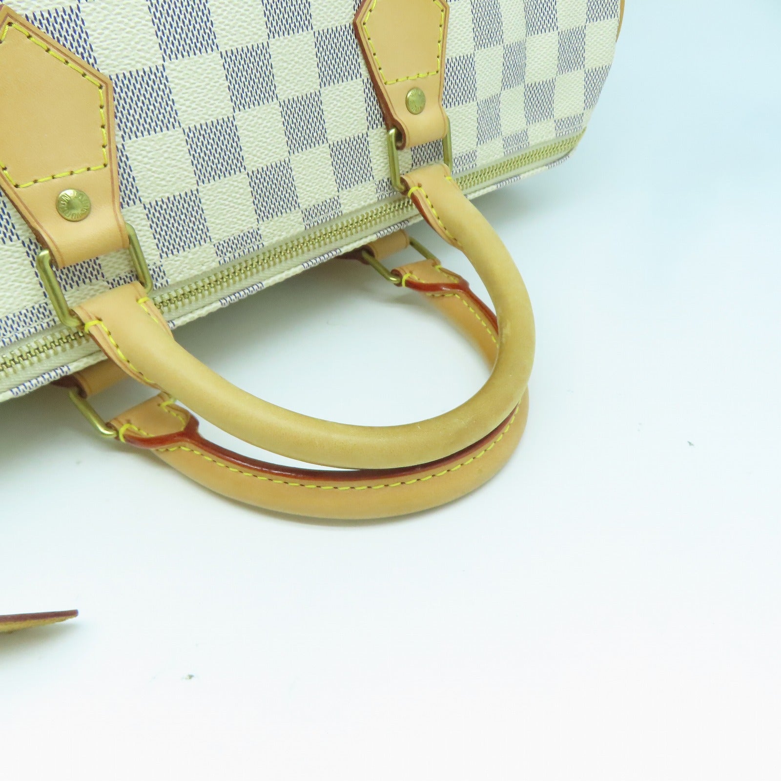 LOUIS VUITTON 【激減優惠】Damier Azur Speedy 35金扣手挽袋白色