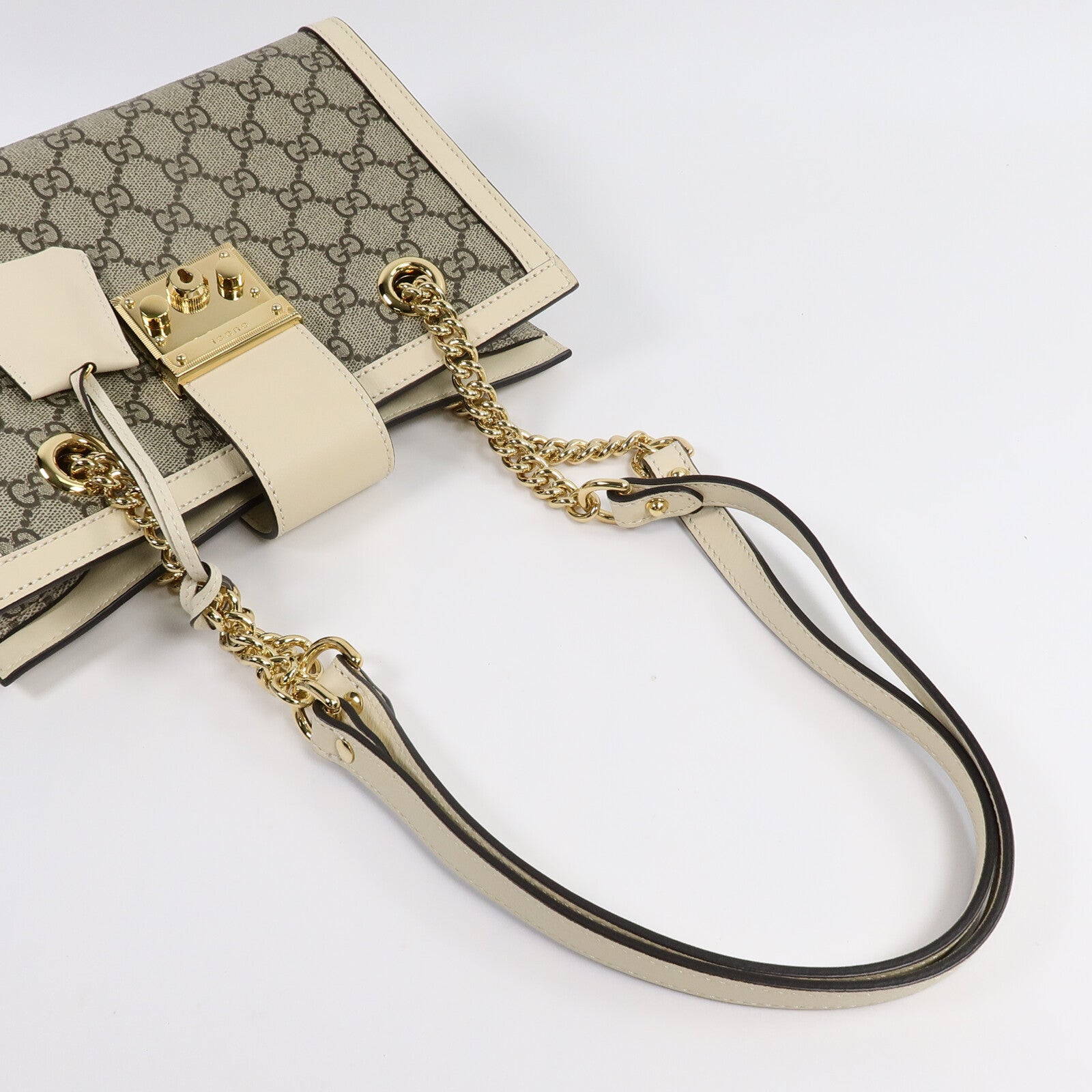 GUCCI 塗層帆布Padlock GG Small手挽袋