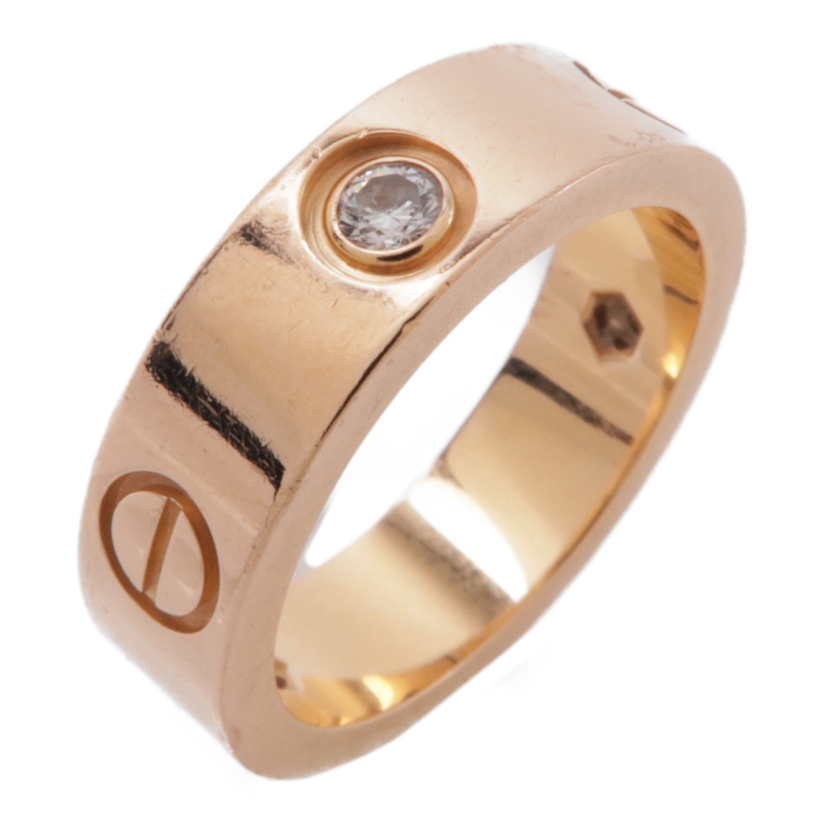 CARTIER 18K玫瑰金Love Ring 3 Diamonds鑽石戒指Cartier#52/US#6