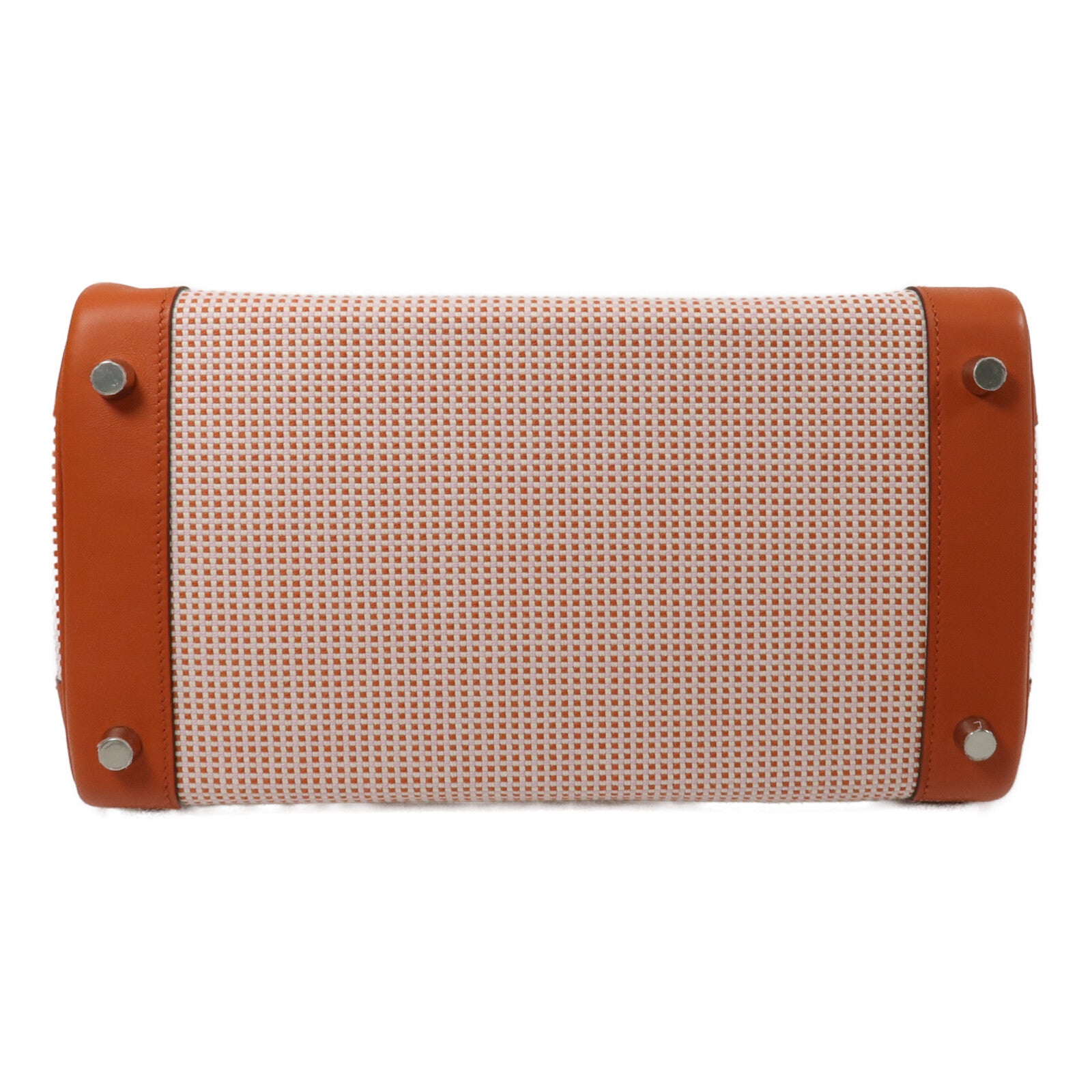 HERMES Toile Quadrille帆布Birkin 30手挽袋Terre Battue