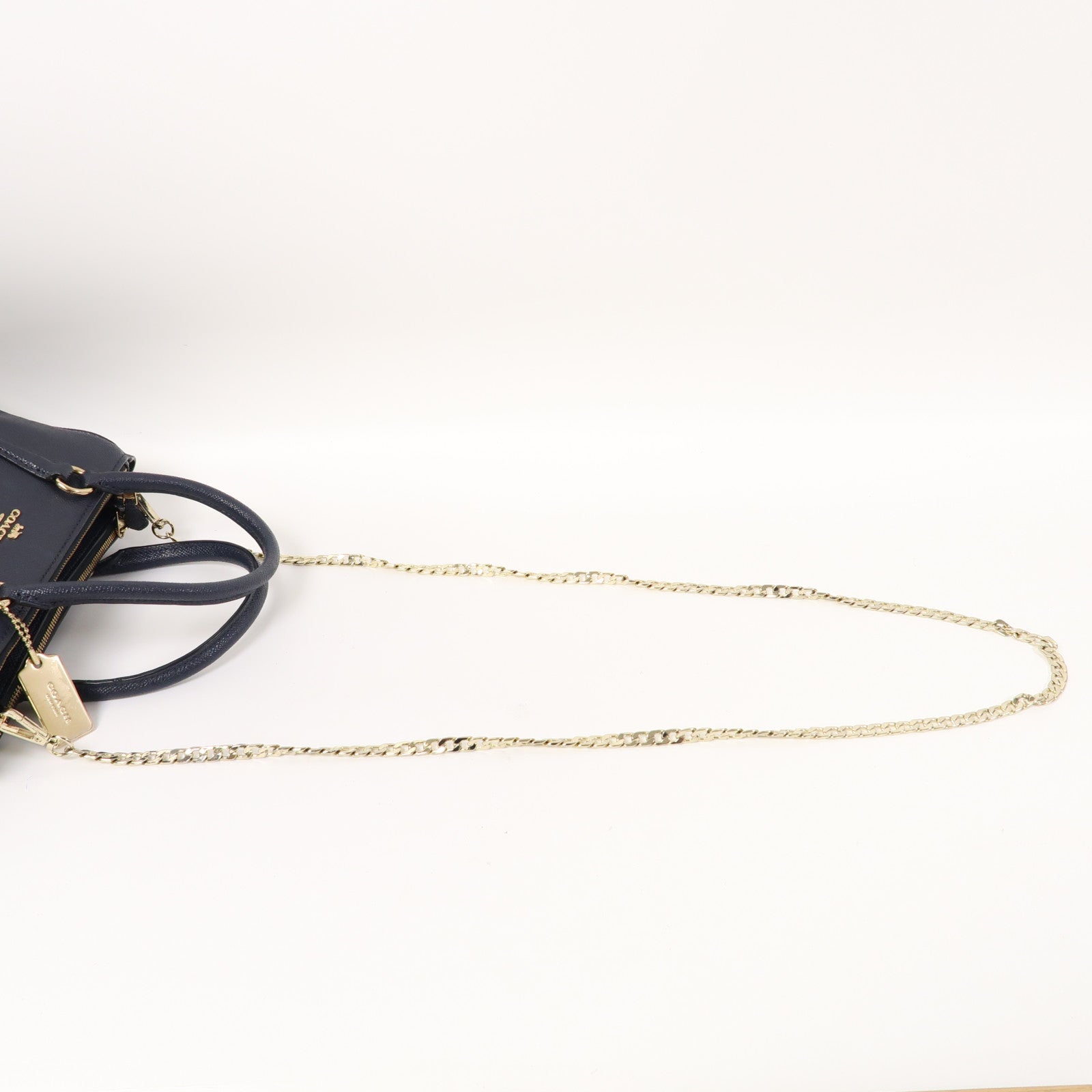 COACH 【激減優惠】牛皮皮革Shoulder Bag金扣手挽肩背兩用袋藍色