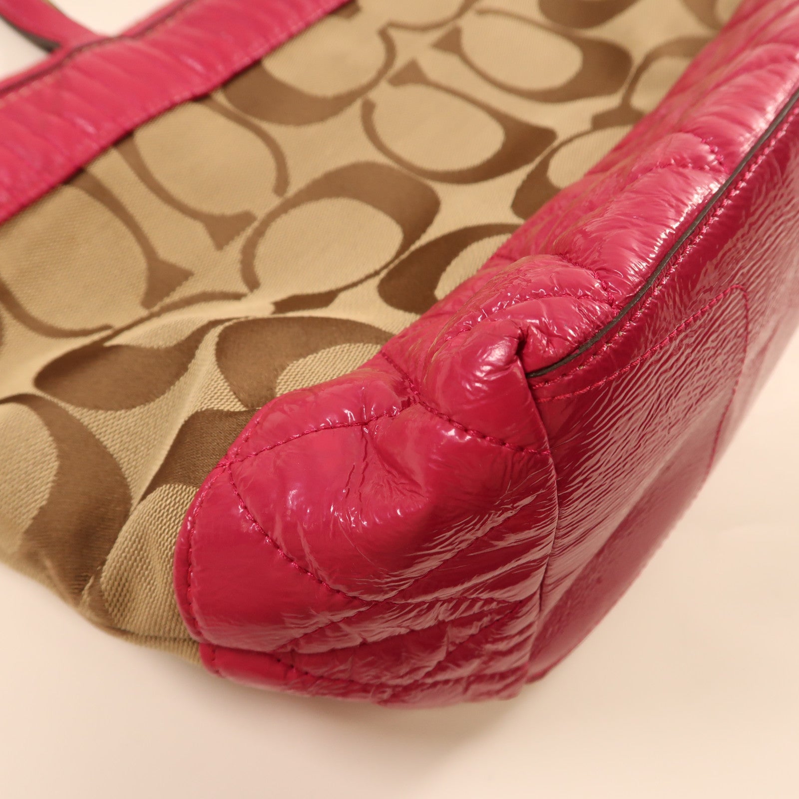 COACH 帆布Shoulder Bag金扣肩背袋粉紅色