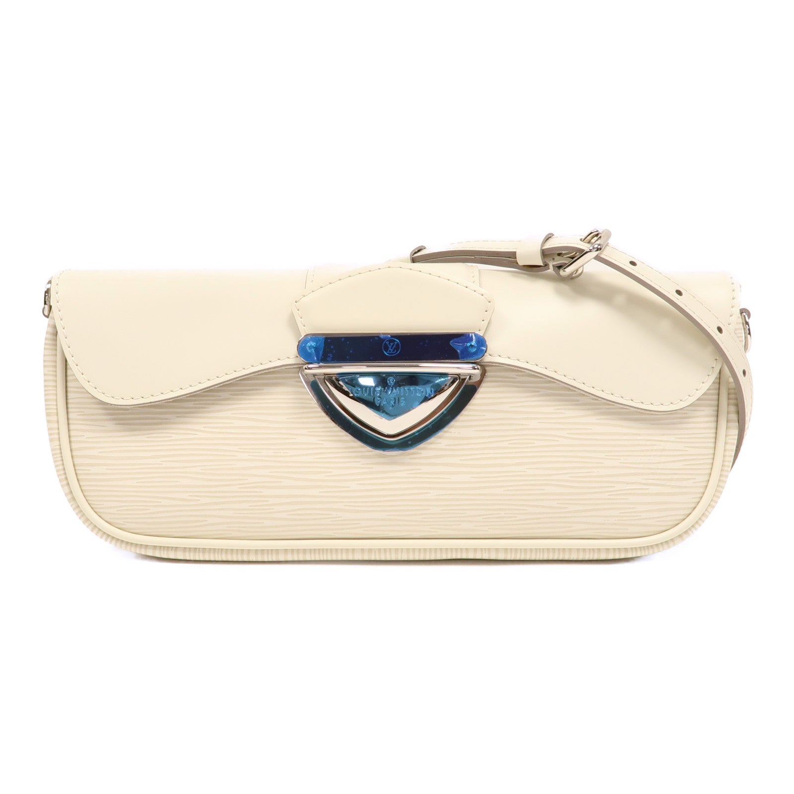 LOUIS VUITTON Epi Pochette Montaigne銀肩背袋白色