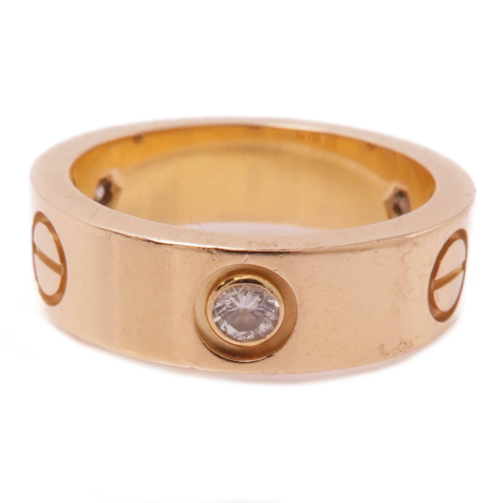 CARTIER 18K玫瑰金Love Ring 3 Diamonds鑽石戒指Cartier#52/US#6