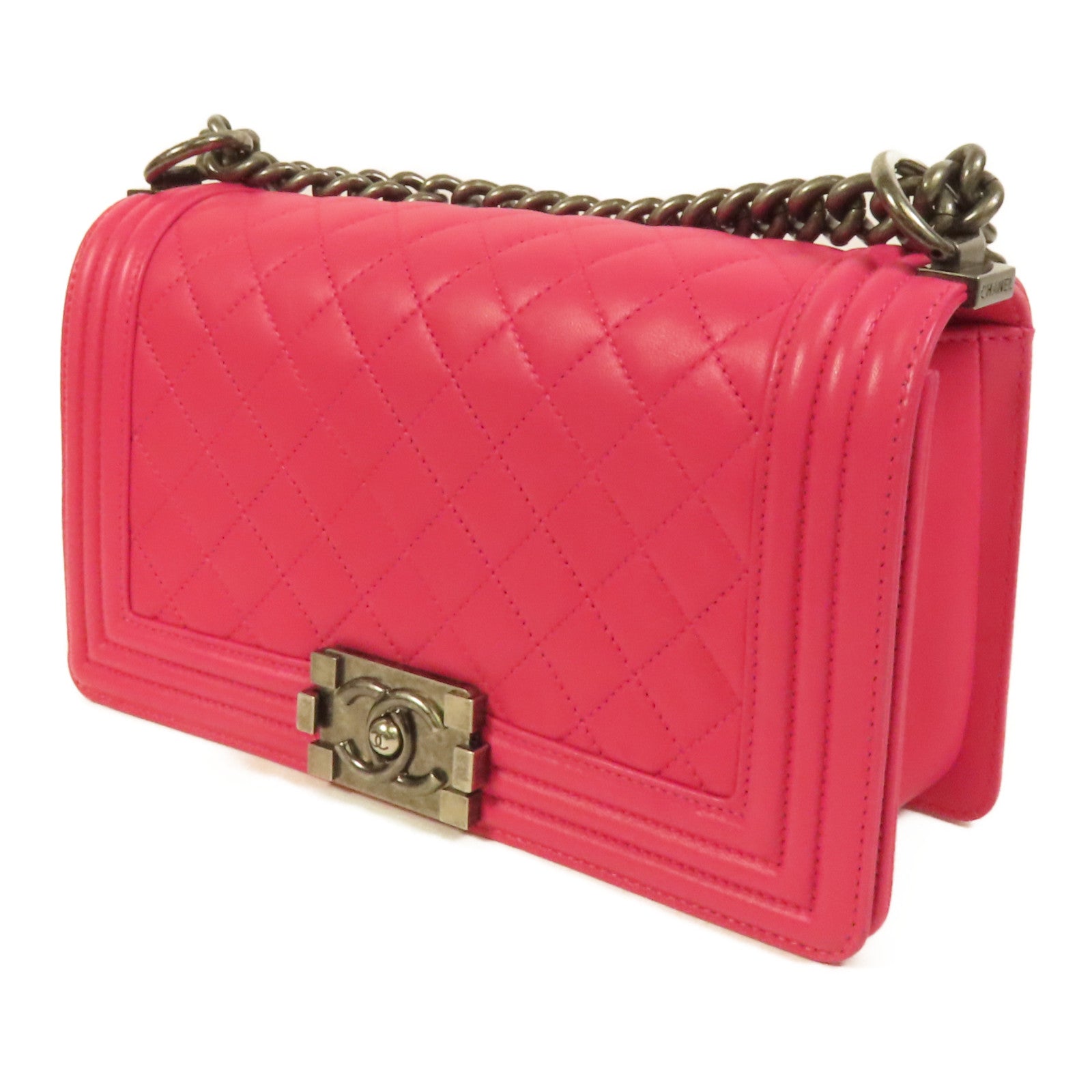 CHANEL 羊皮皮革Boy 25鏈帶肩背袋