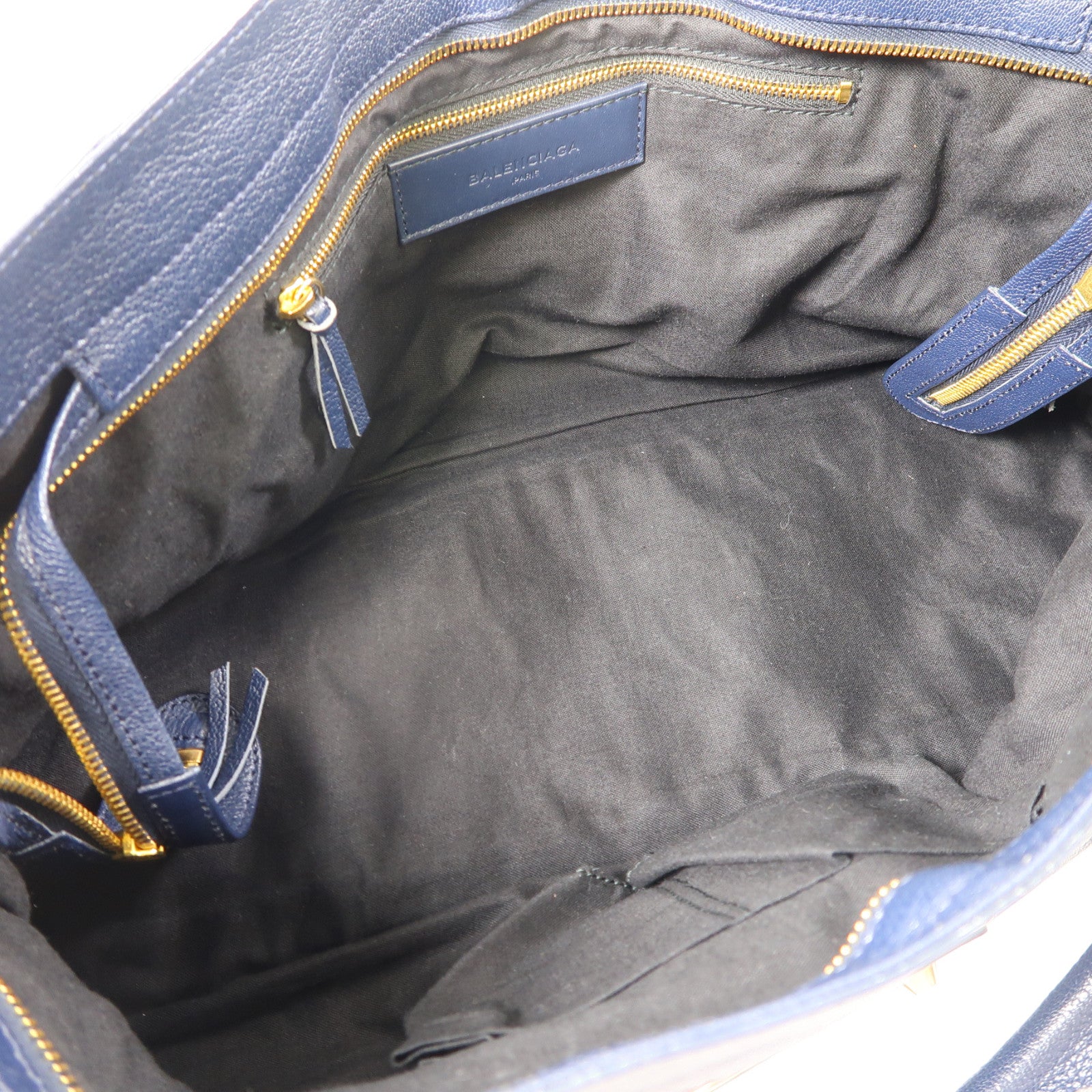 BALENCIAGA 牛皮皮革Part Time金扣手挽肩背兩用袋深藍色
