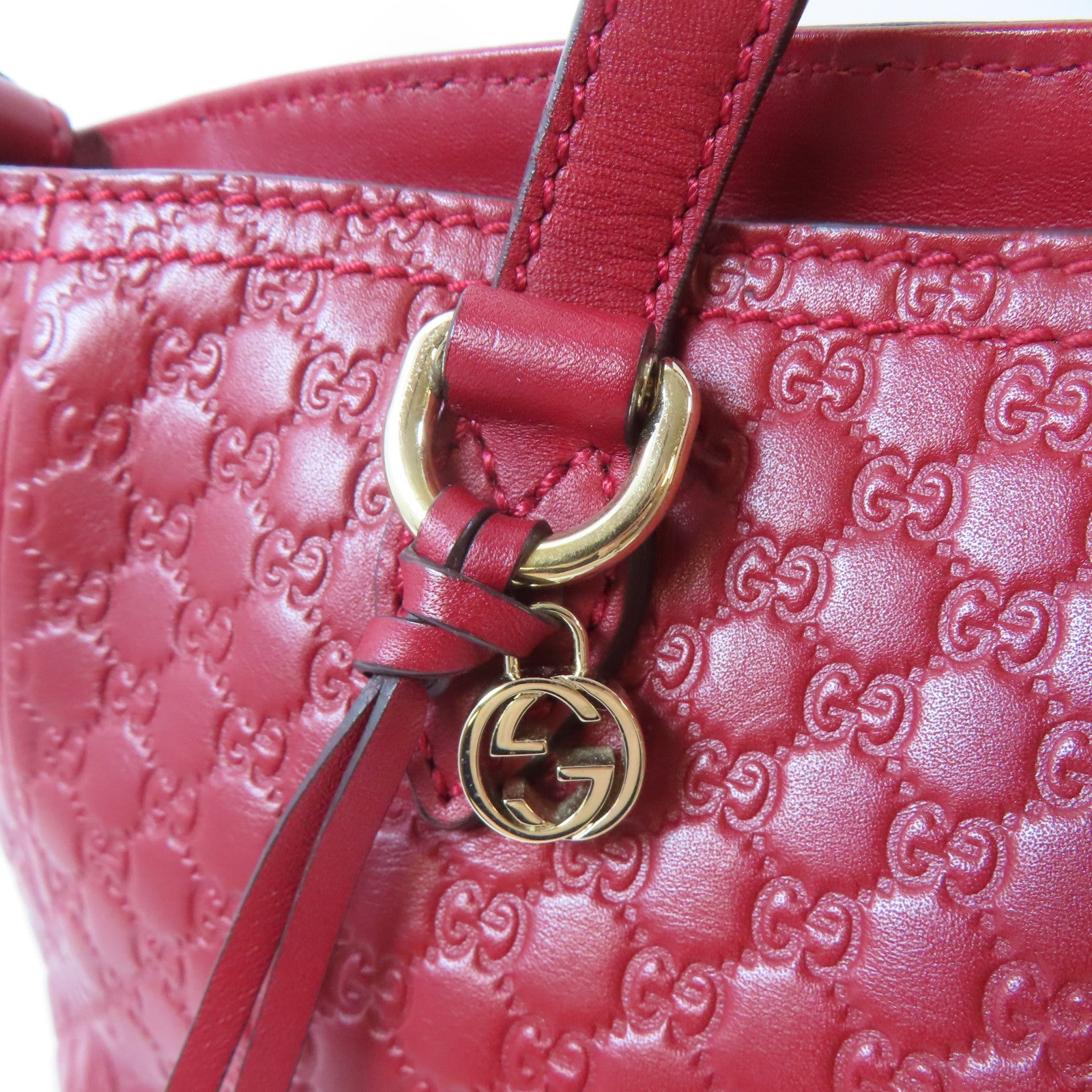 GUCCI 牛皮皮革Microguccissima 2 Way Bag金扣手挽肩背兩用袋紅色