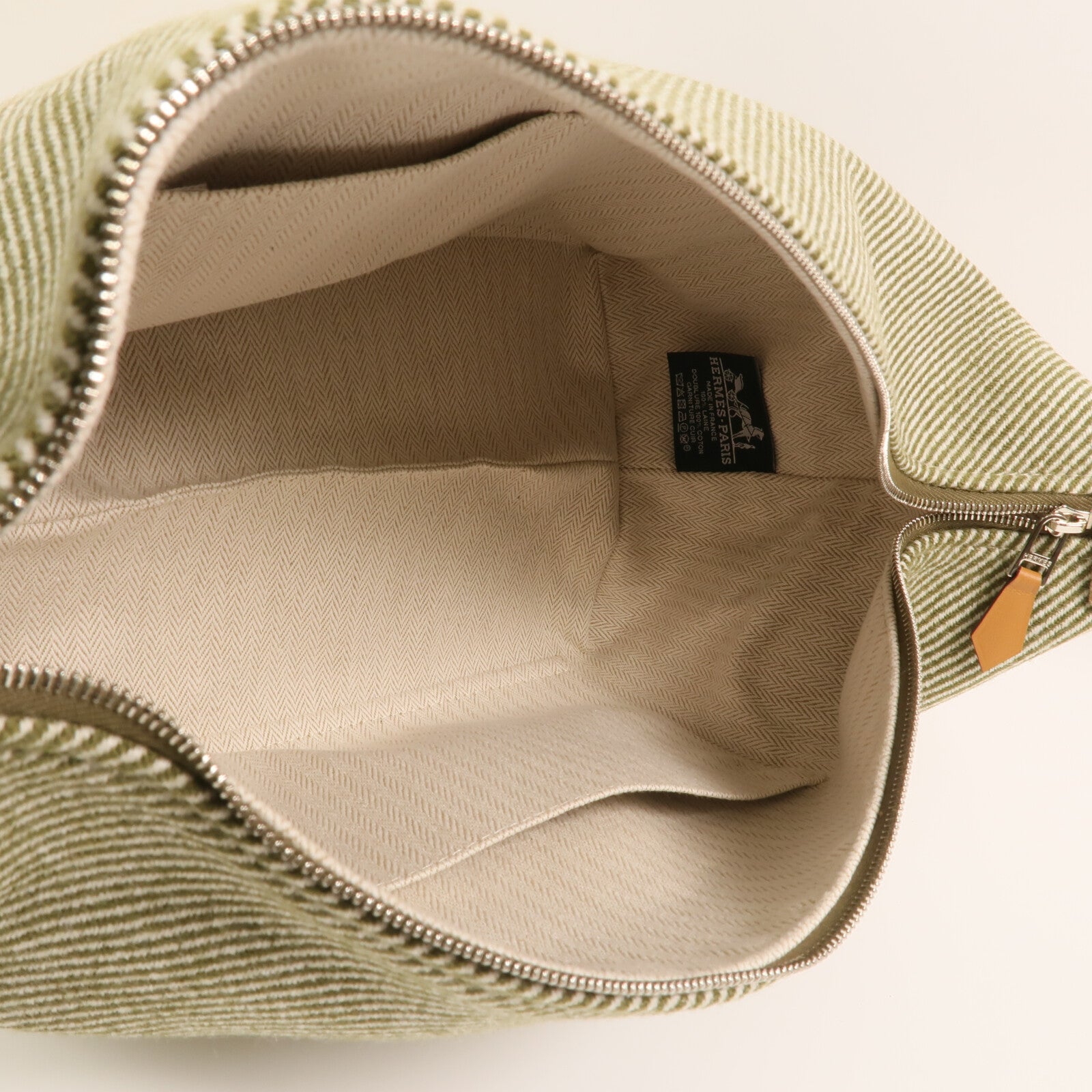 HERMES 帆布Bride-a Brac Cabriole GM銀扣手挽袋
