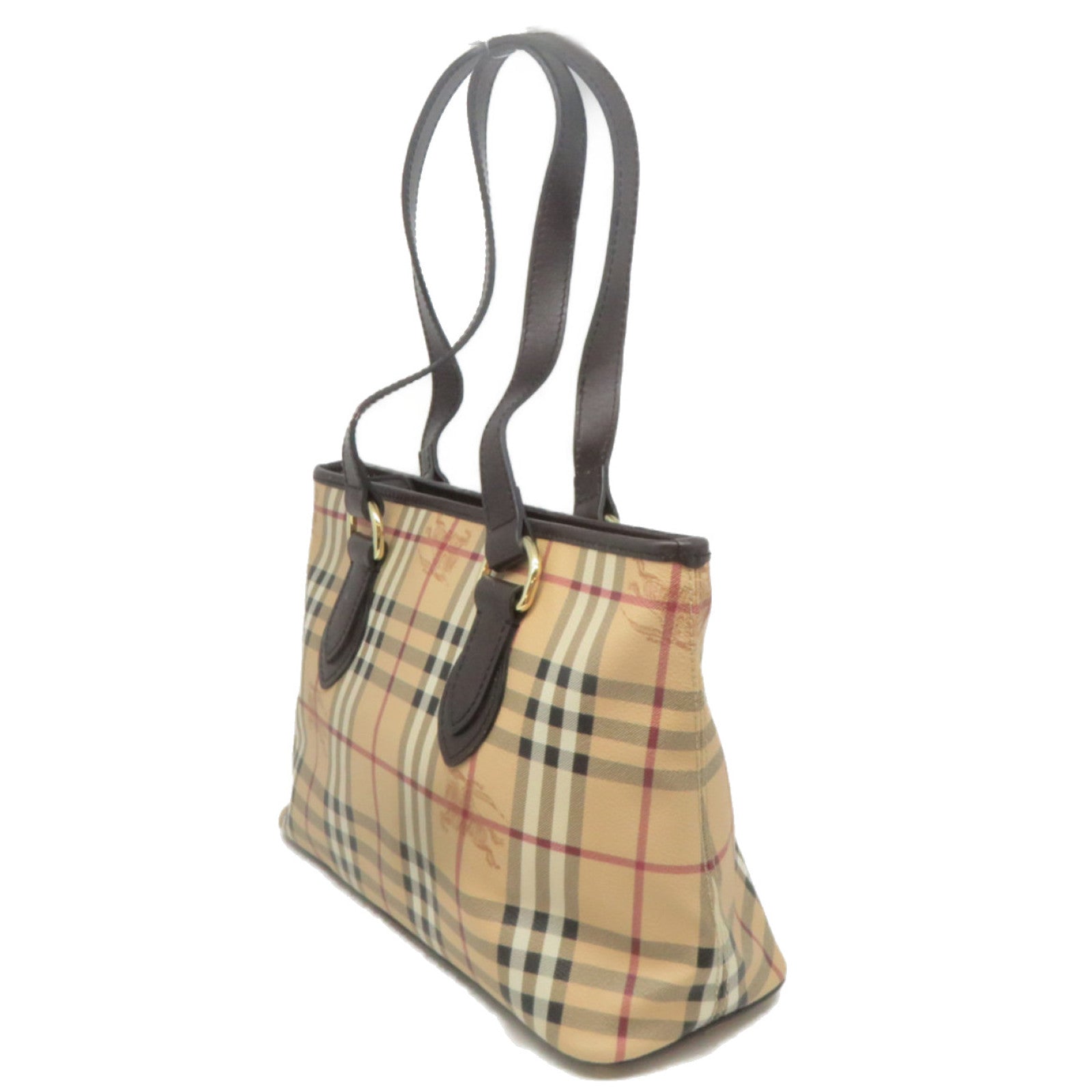 BURBERRY 【激減優惠】塗層帆布Tote Bag金扣肩背袋啡色