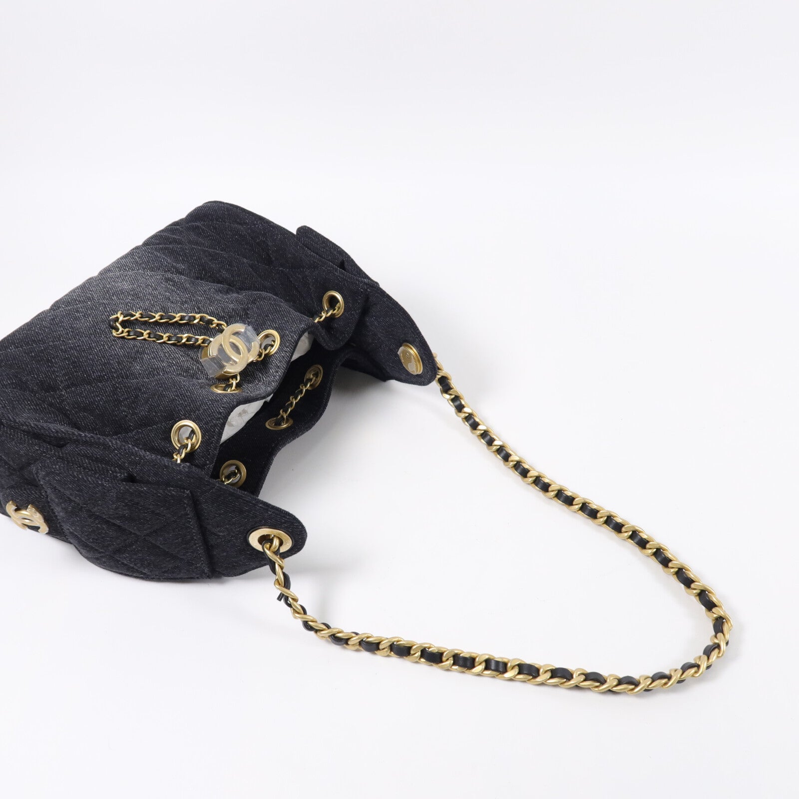 CHANEL 牛仔布Chanel 25 Mini鏈帶肩背袋