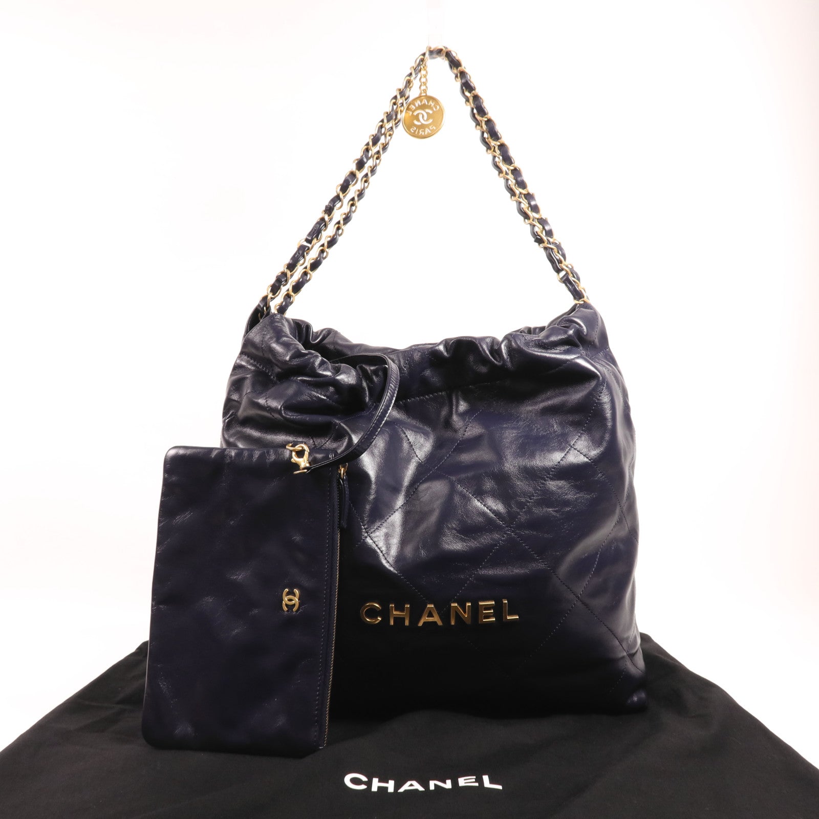CHANEL 牛皮皮革Chanel 22 Medium金扣鏈帶肩背袋