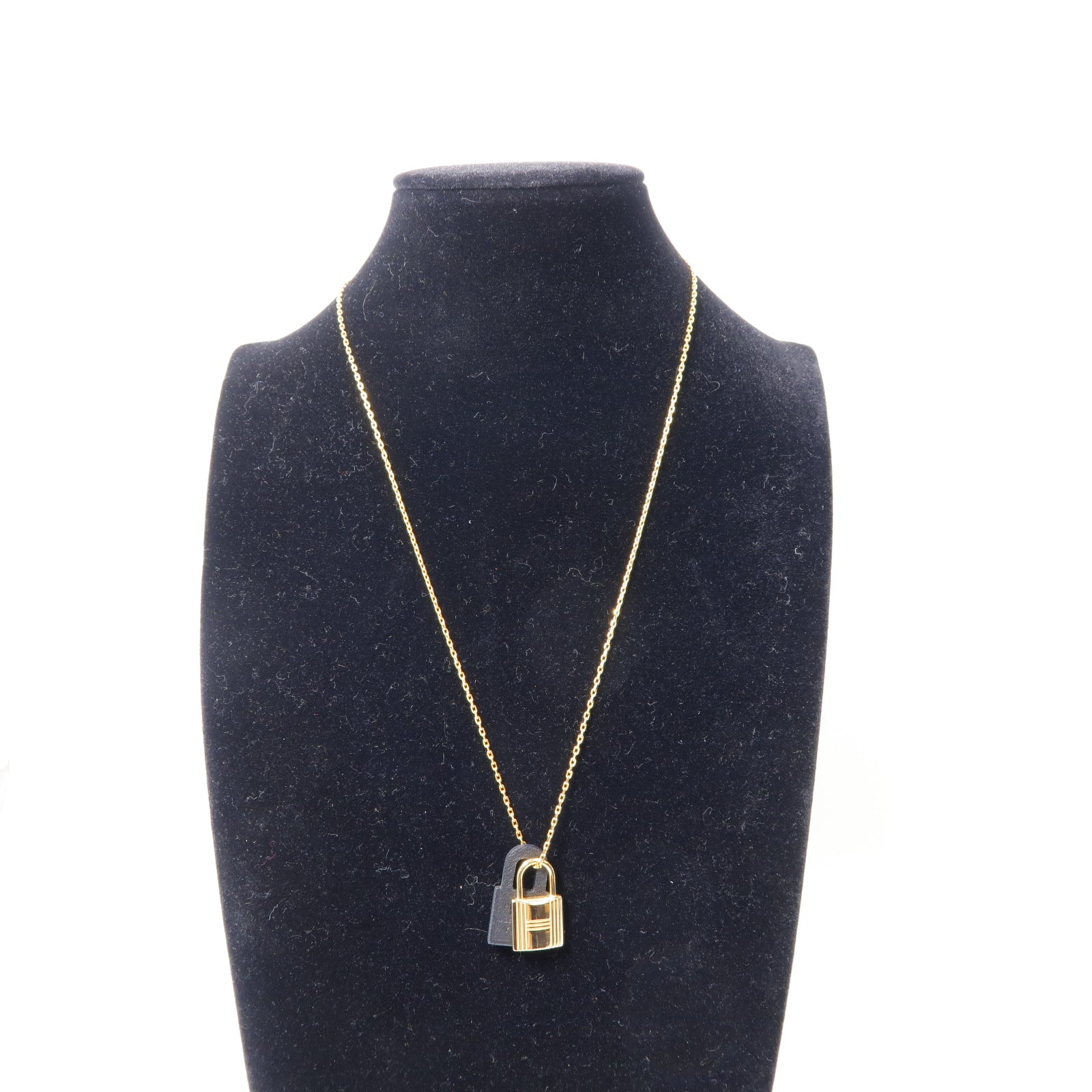 HERMES 金屬O'Kelly Necklace金扣項鍊金色/黑色