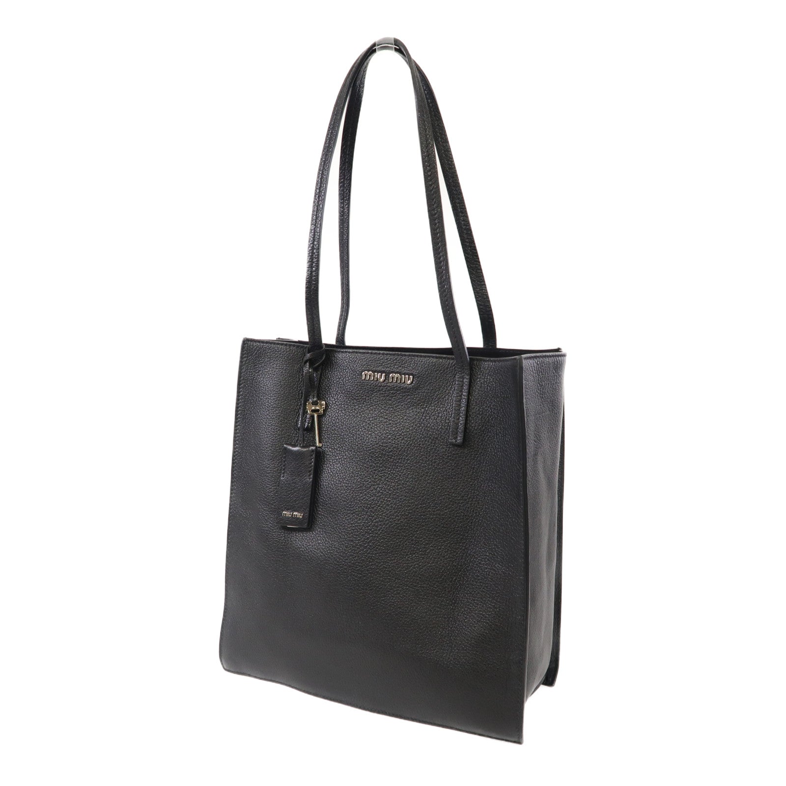 Miu Miu 牛皮皮革Shoulder Bag銀扣肩背袋黑色