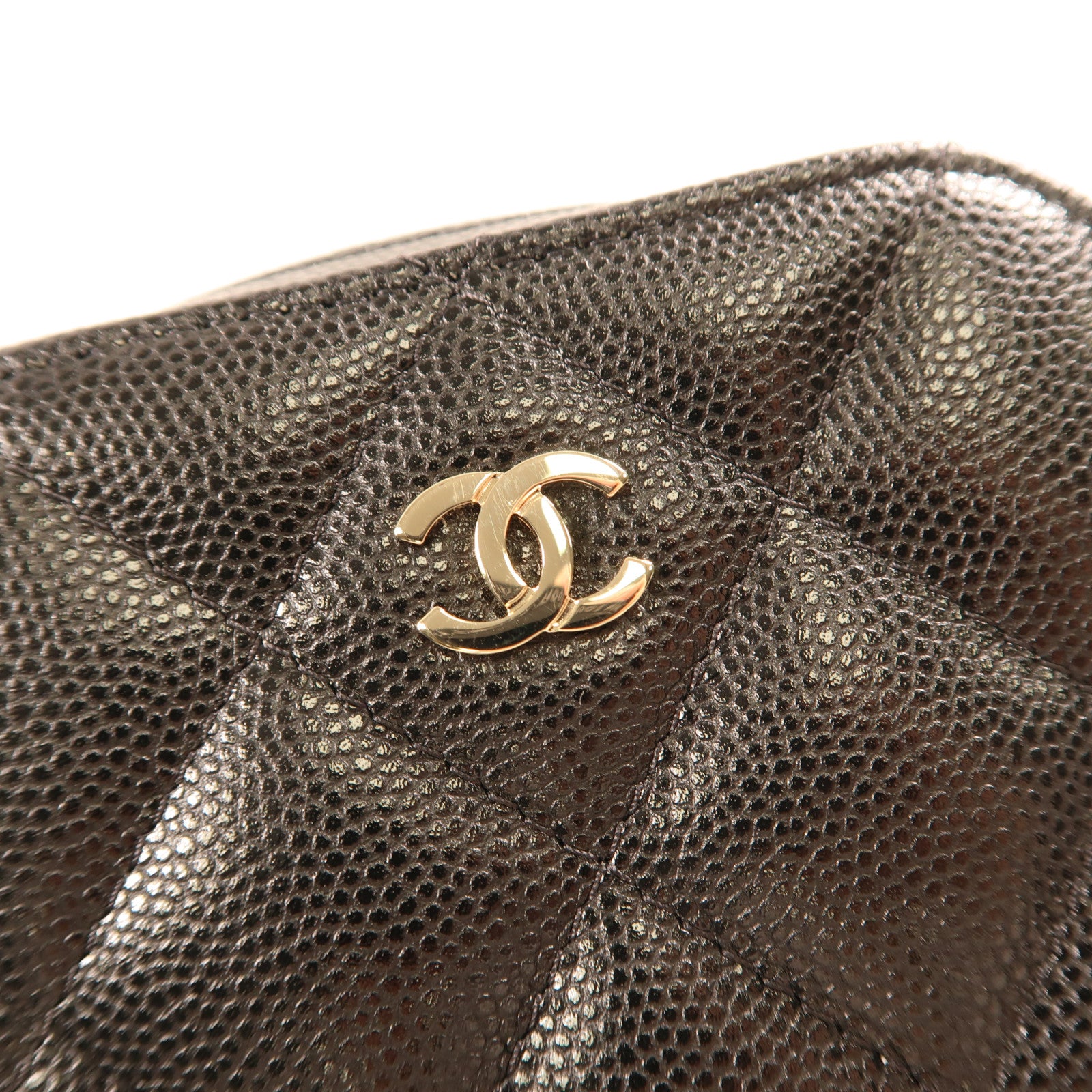 CHANEL 牛皮皮革Chain Shoulder金扣鏈帶肩背袋黑色