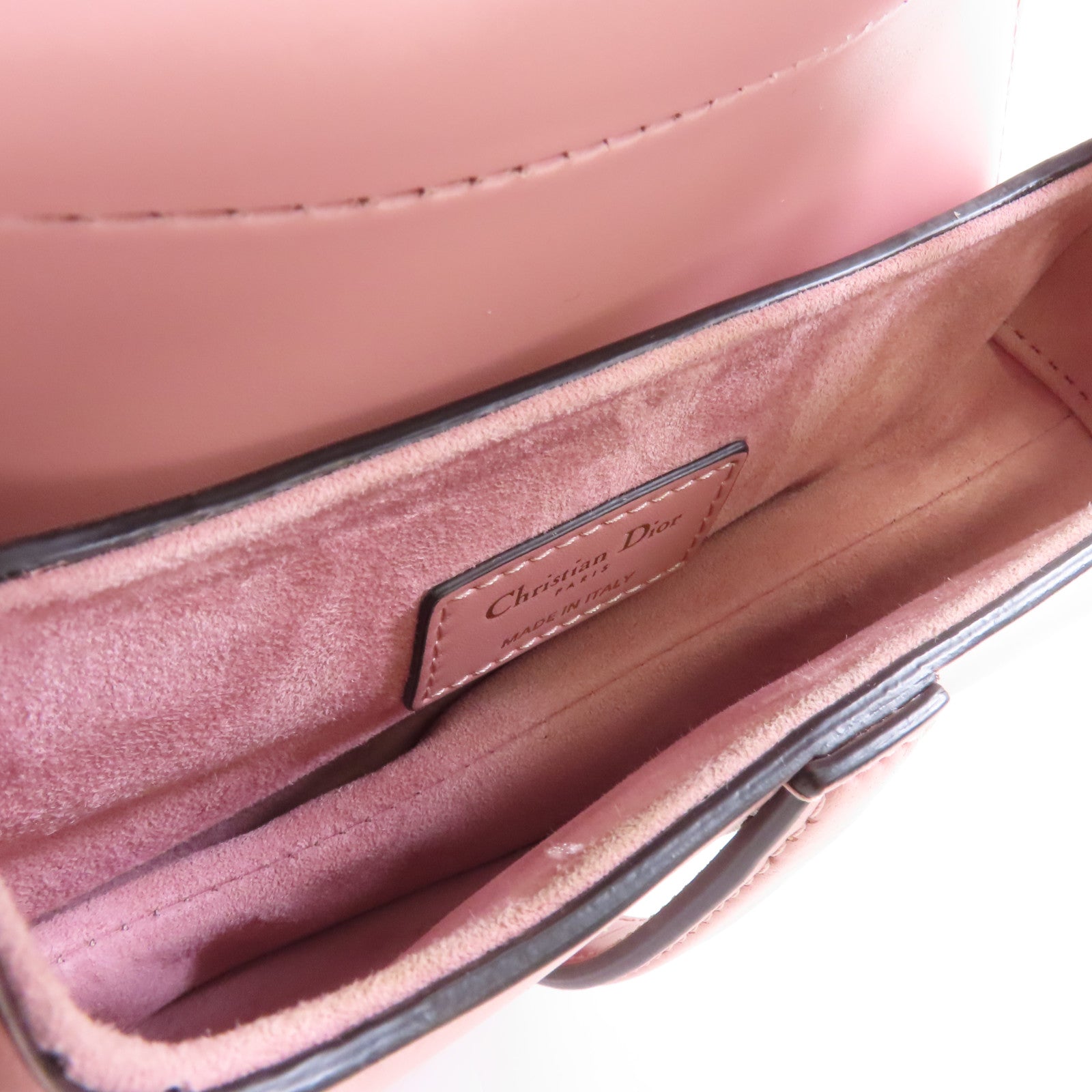 Dior 牛皮皮革Mini Saddle Bag金扣手挽肩背兩用袋粉紅色