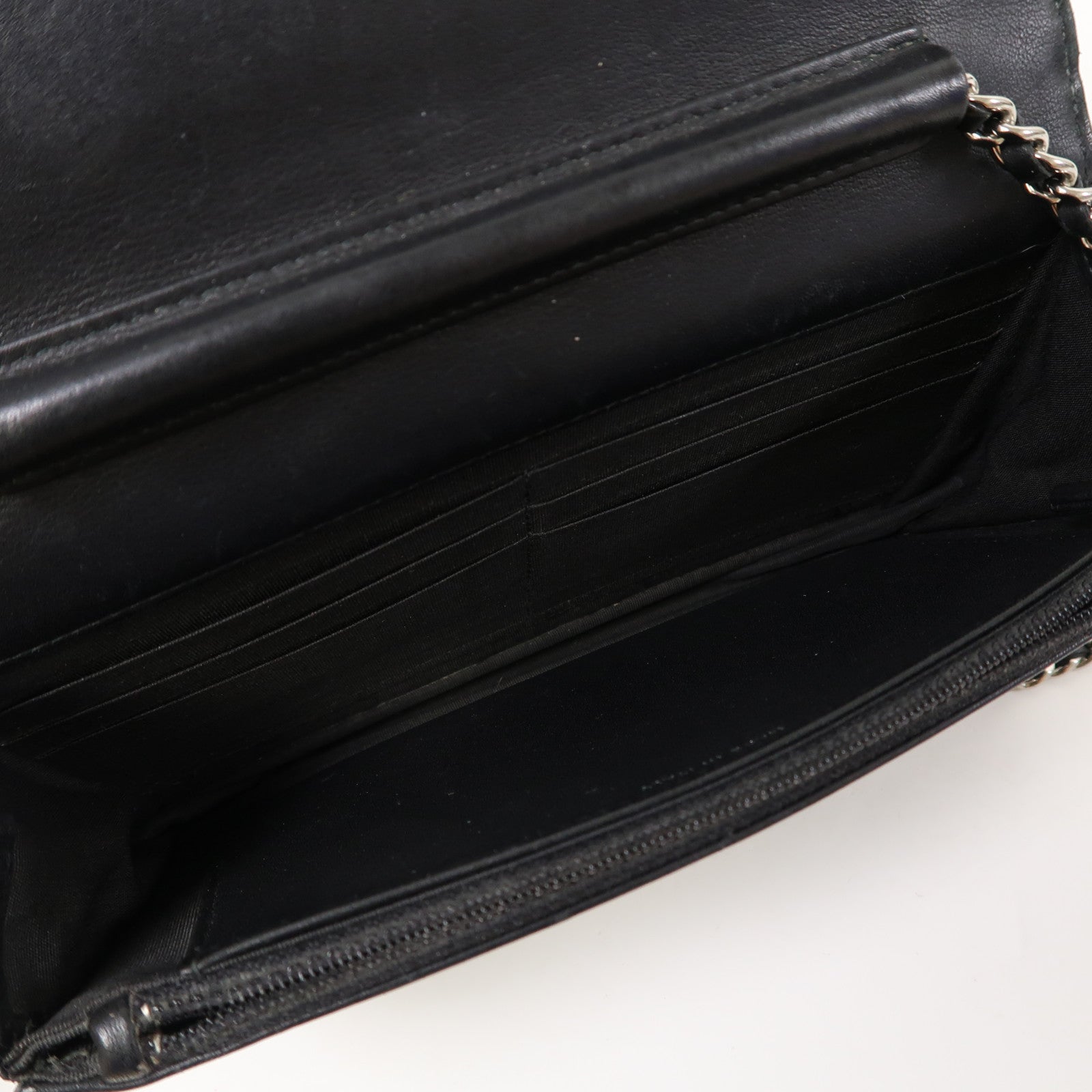CHANEL 【激減優惠】牛皮皮革WOC銀扣鏈帶肩背袋黑色
