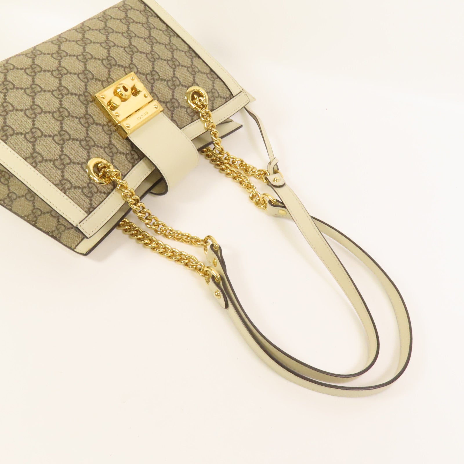 GUCCI 塗層帆布Padlock金扣鏈帶肩背袋