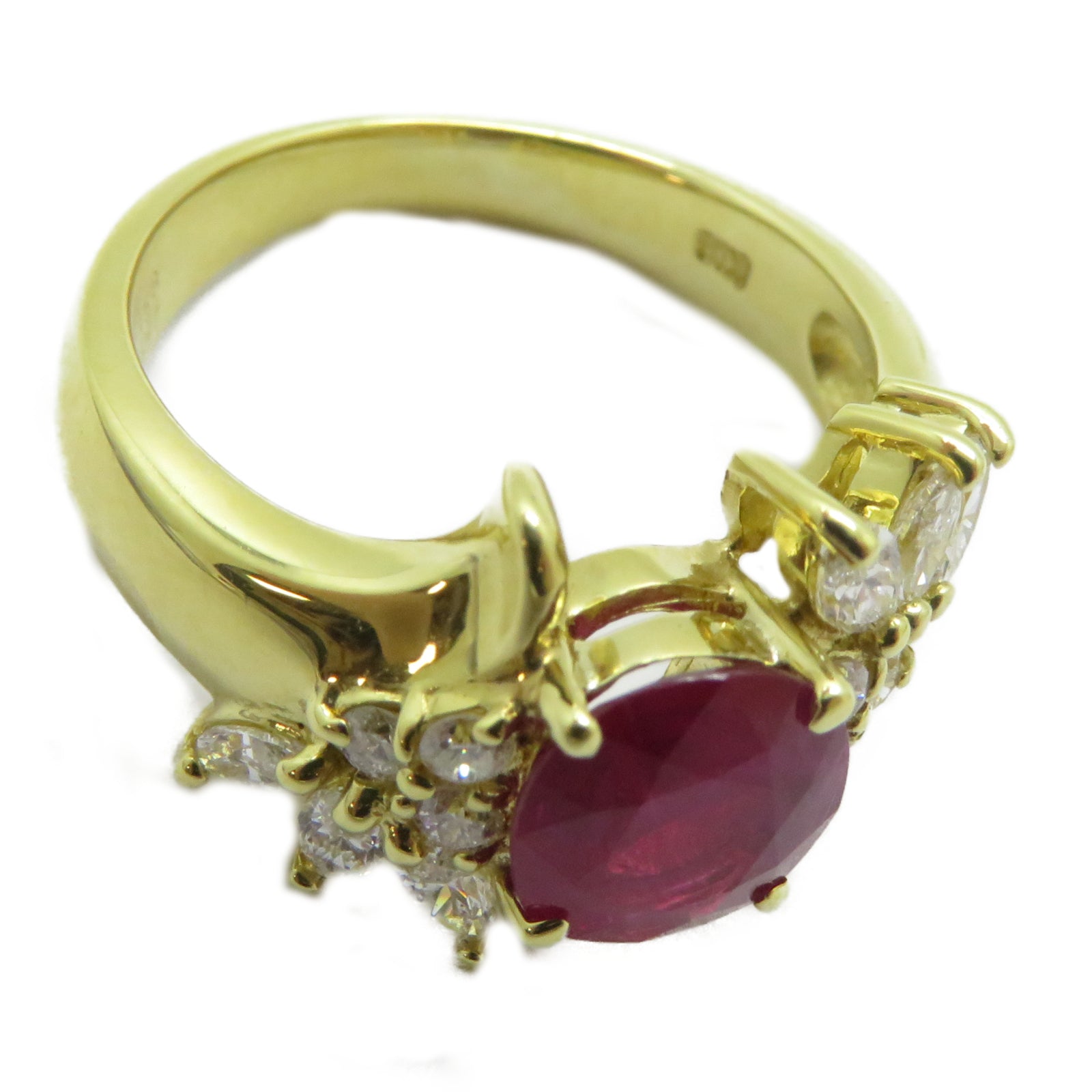 JEWELRY 18K黃金Ruby Ring 1.58ct紅寶石/0.57ct鑽石戒指US#6.25