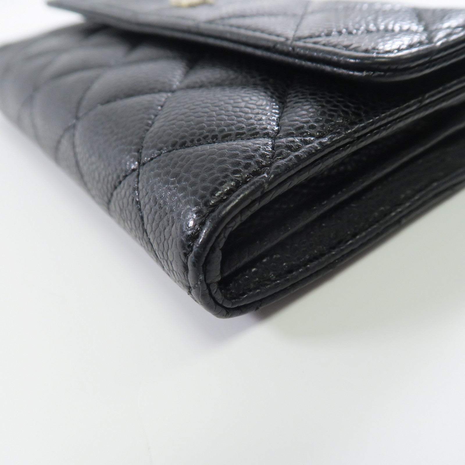 CHANEL 牛皮皮革Wallet金扣長錢包黑色