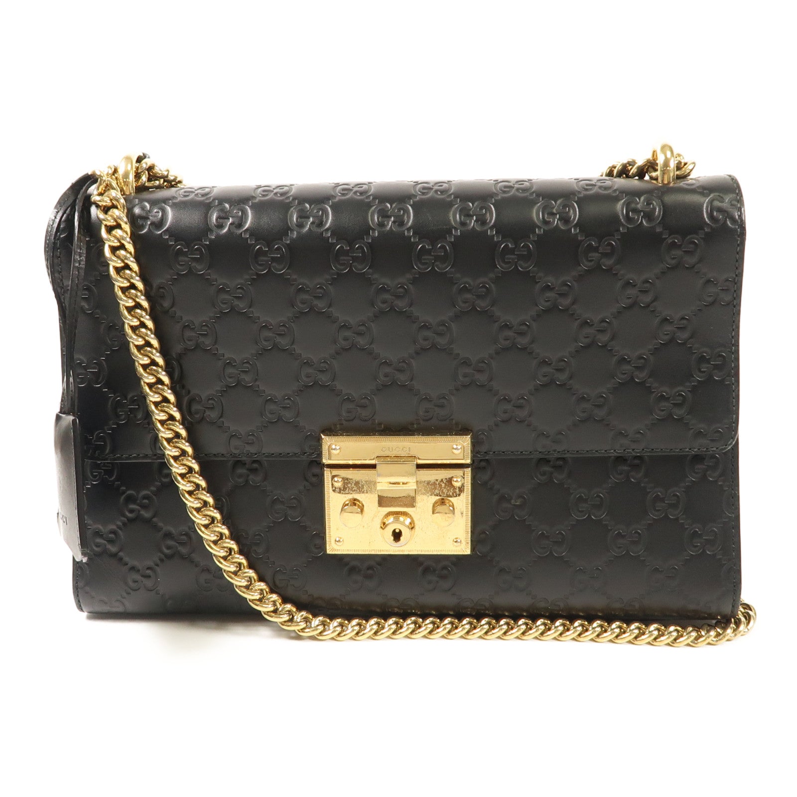 GUCCI 牛皮皮革Shoulder Bag金扣鏈帶肩背袋