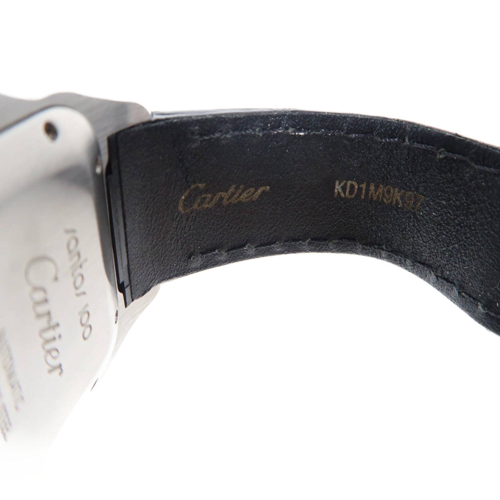 CARTIER Santos 100不鏽鋼/皮革手錶自動機芯白色