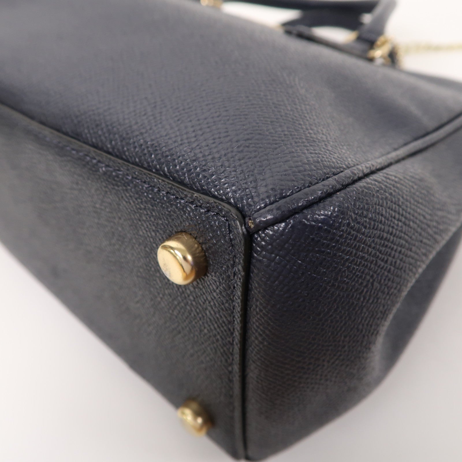 COACH 【激減優惠】牛皮皮革Shoulder Bag金扣手挽肩背兩用袋藍色
