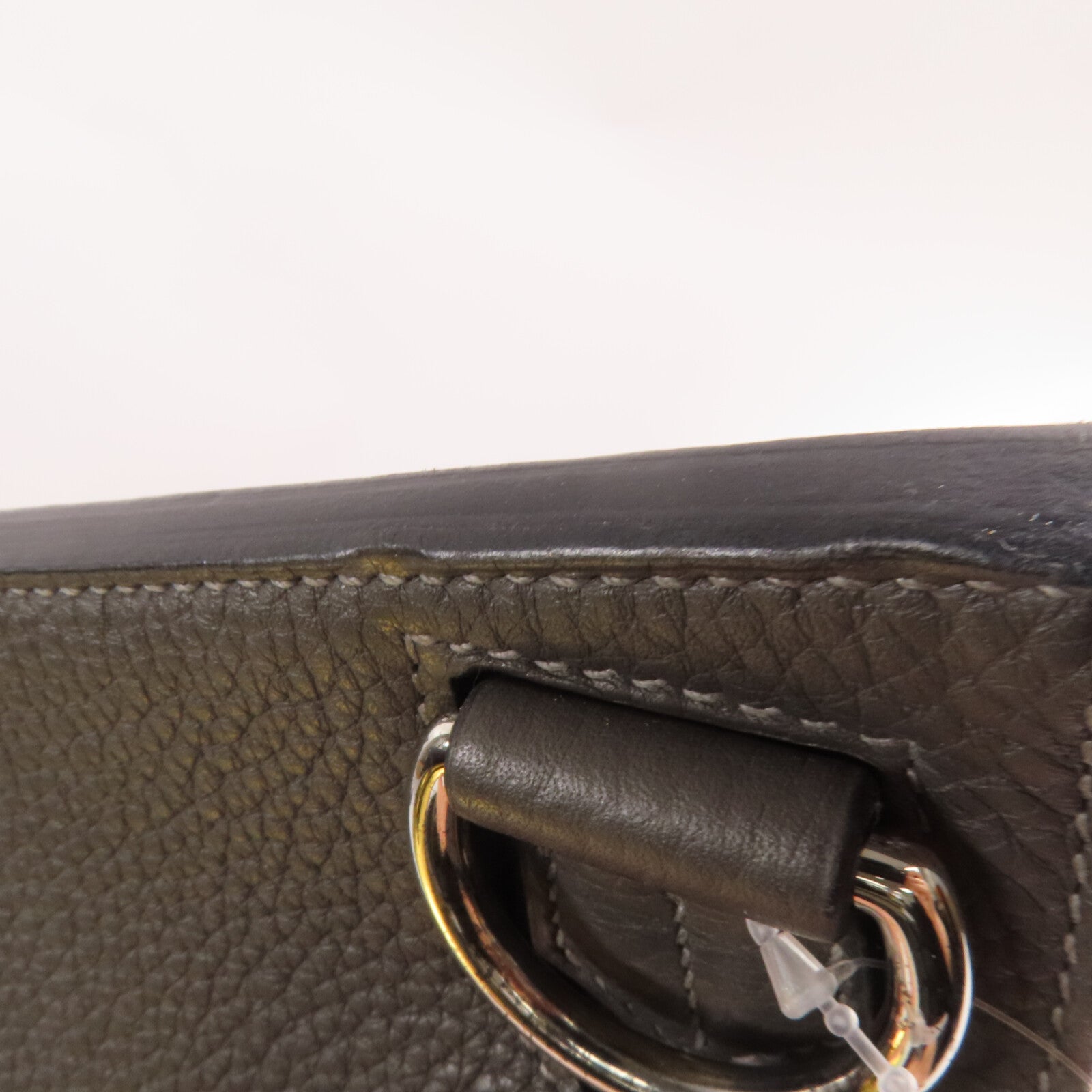 HERMES Clemence皮革Jypesiere 37銀扣肩背袋Etain