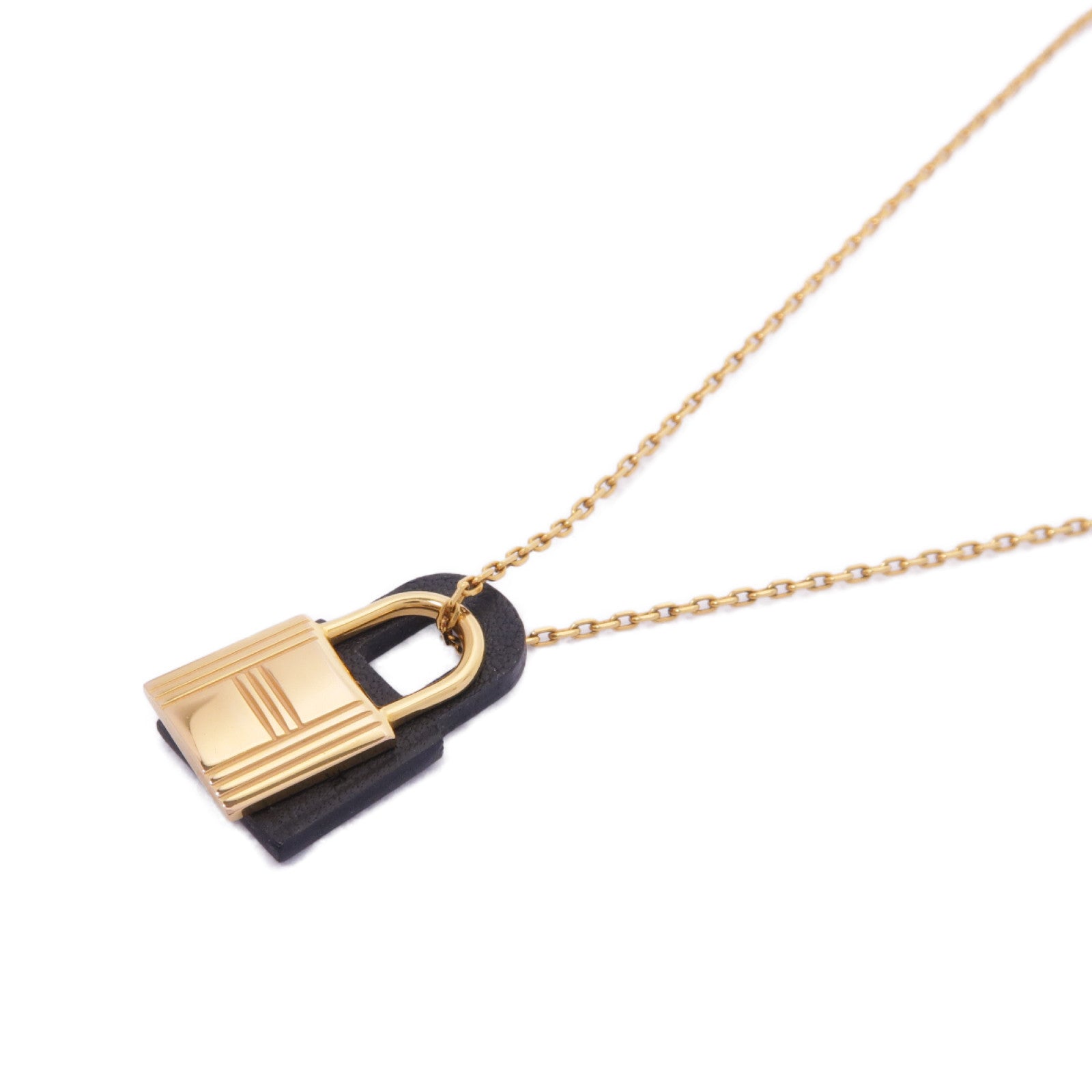 HERMES 金屬O'Kelly Necklace金扣項鍊金色/黑色