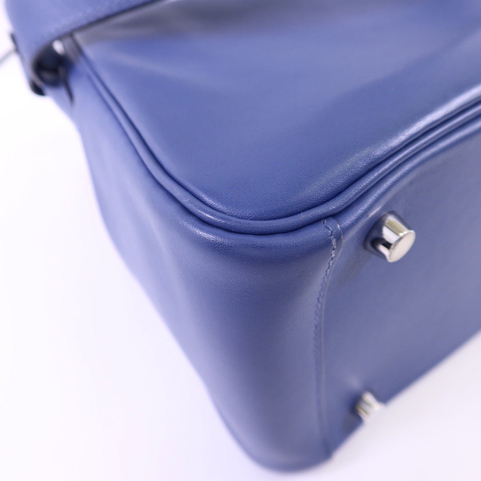 HERMES Swift皮革Lindy 26銀扣手挽肩背兩用袋Bleu Brighton