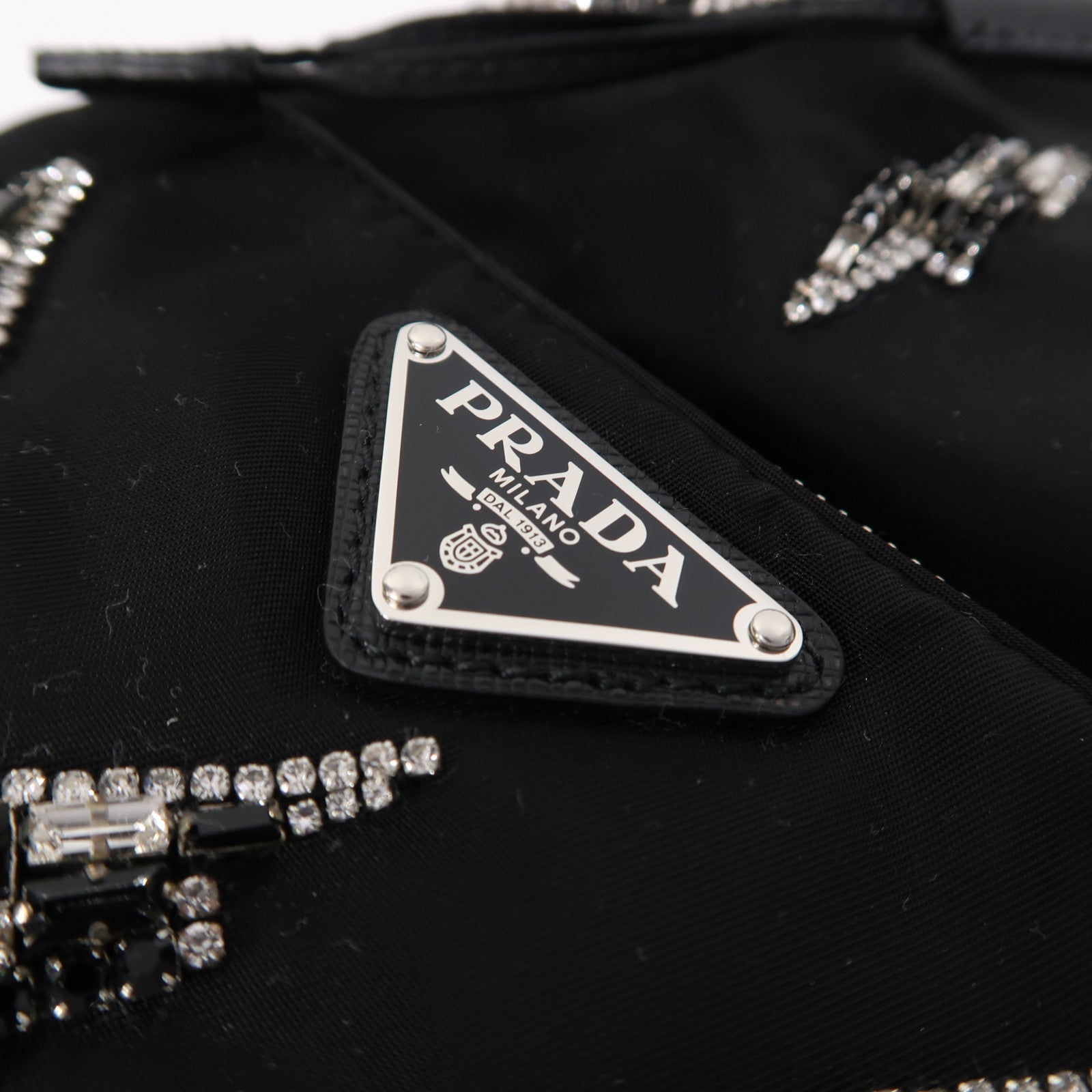 PRADA 尼龍Hand Bag銀扣手挽肩背兩用袋黑色