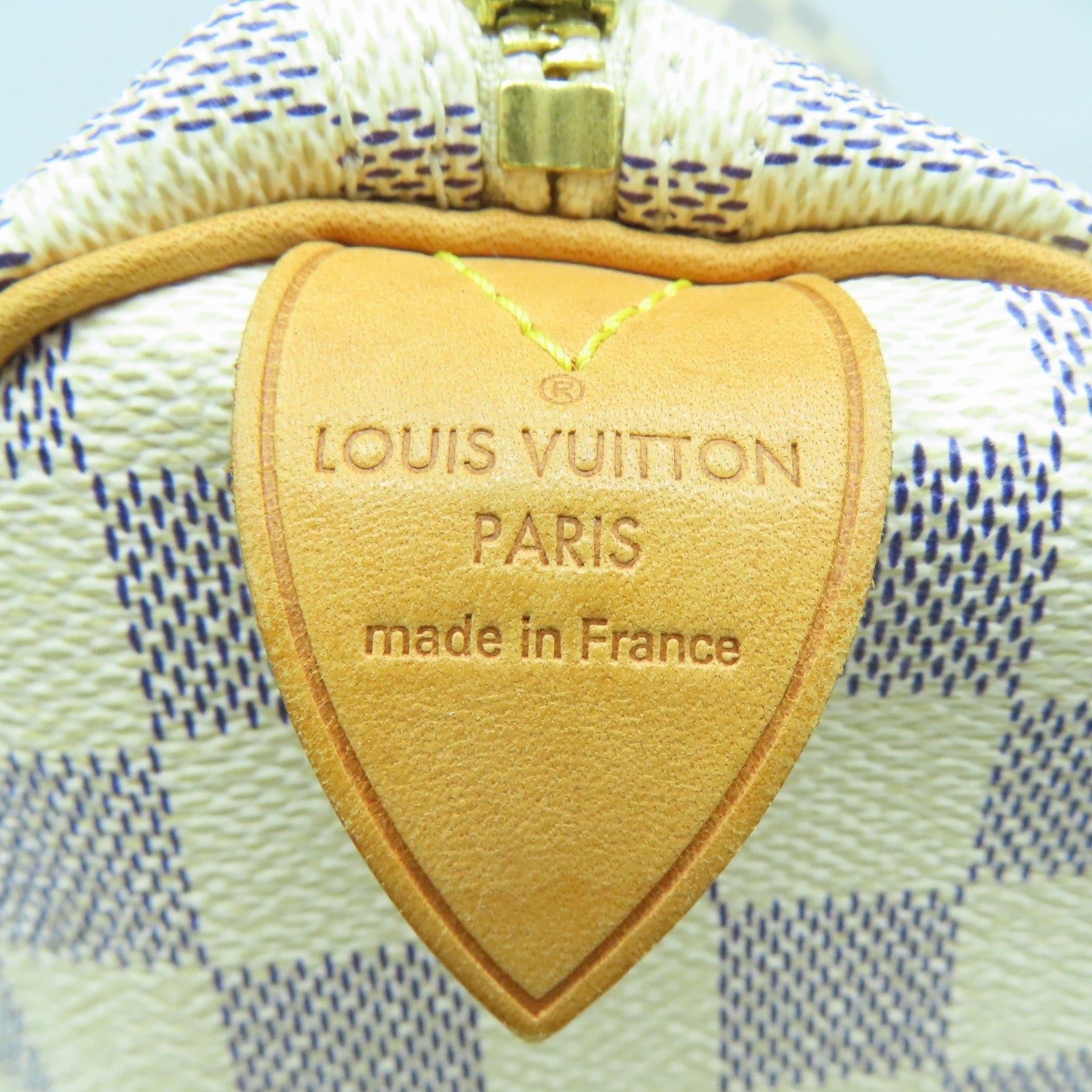 LOUIS VUITTON 【激減優惠】Damier Azur Speedy 35金扣手挽袋白色