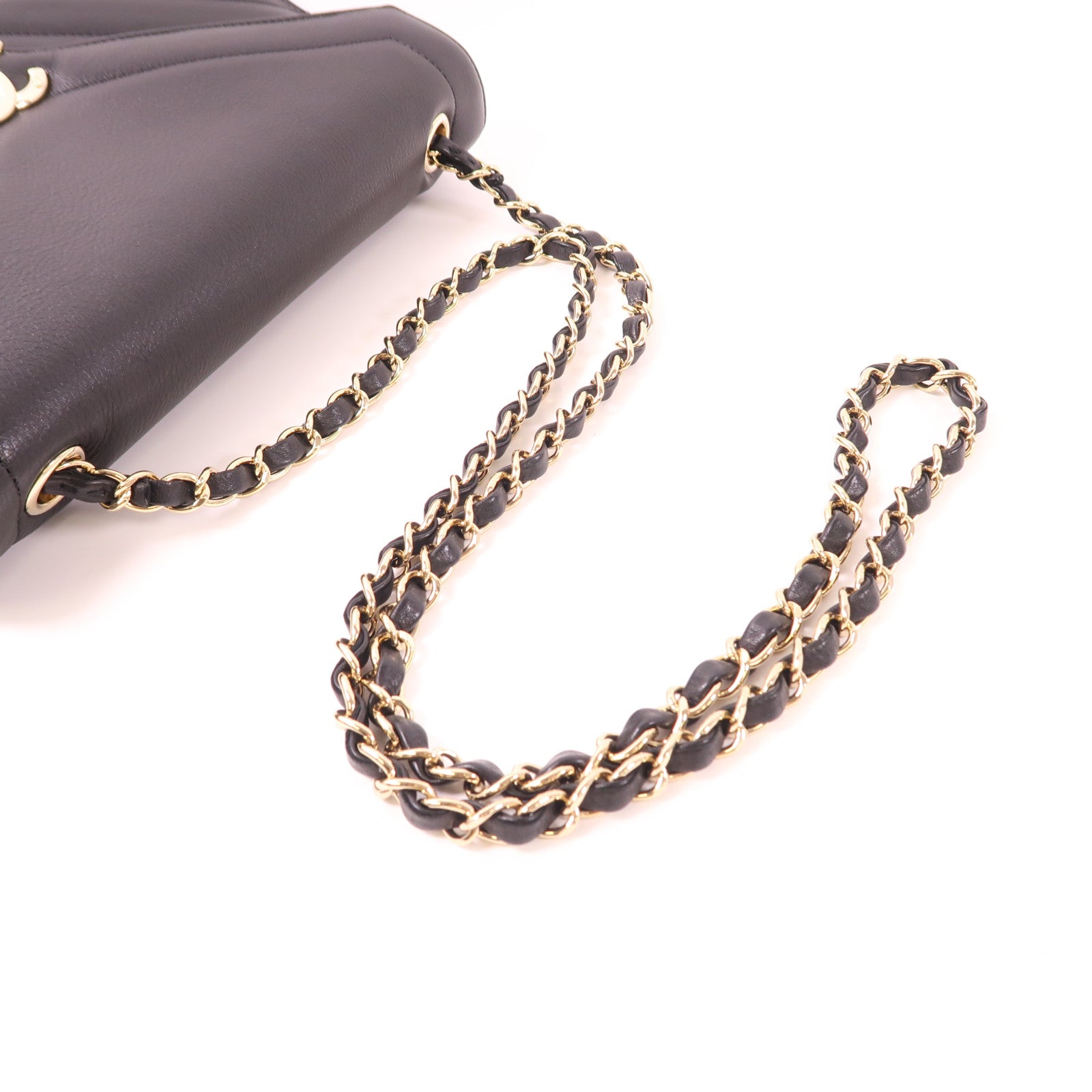 CHANEL 牛皮皮革Shoulder Bag金扣鏈帶肩背袋