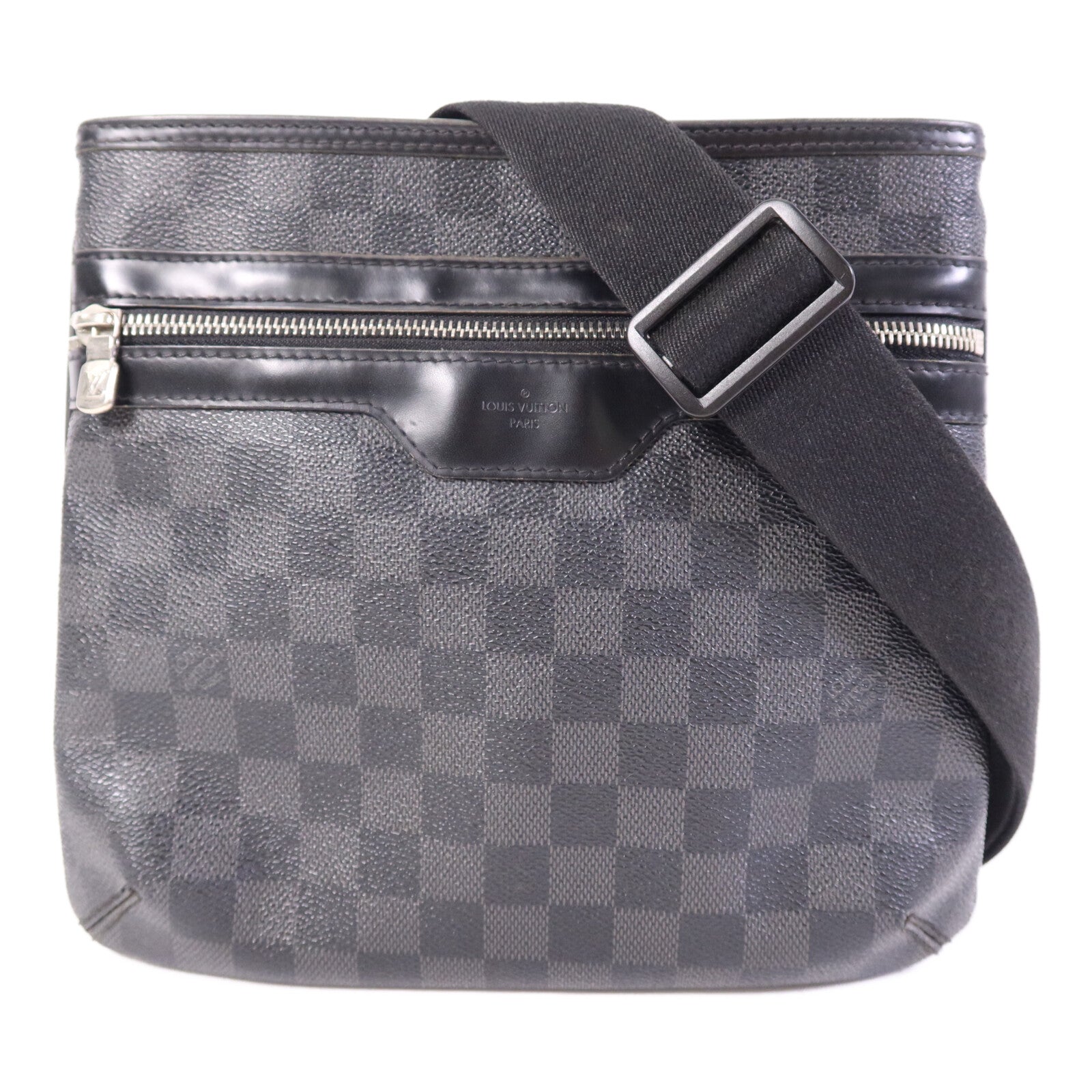LOUIS VUITTON Damier Graphite Thomas銀扣肩背袋