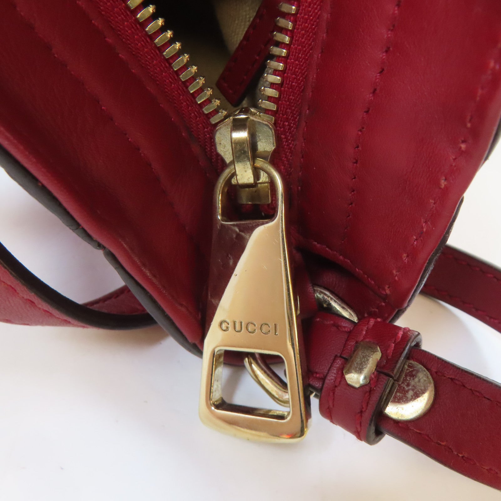 GUCCI 牛皮皮革Microguccissima 2 Way Bag金扣手挽肩背兩用袋紅色