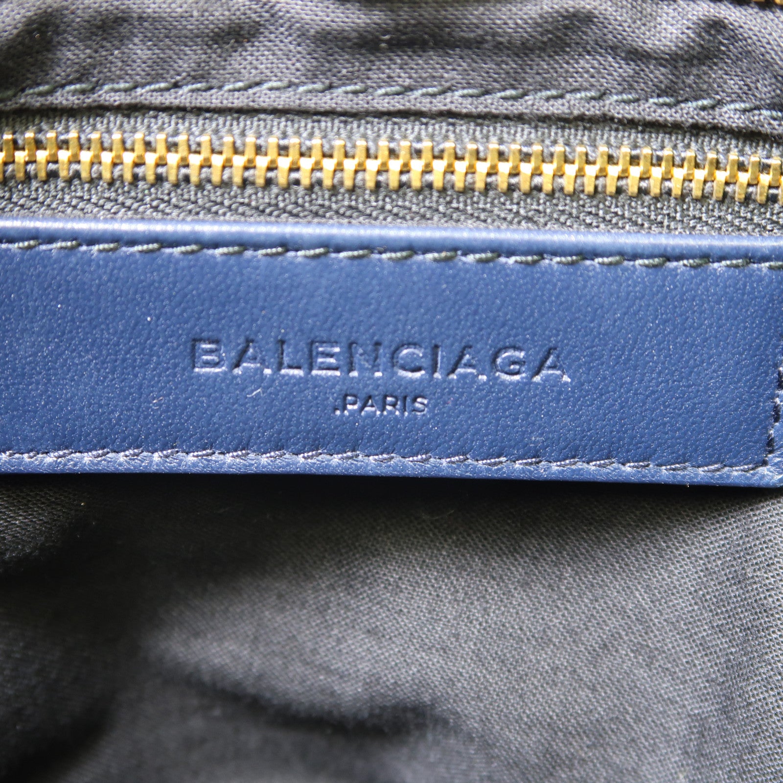 BALENCIAGA 牛皮皮革Part Time金扣手挽肩背兩用袋深藍色