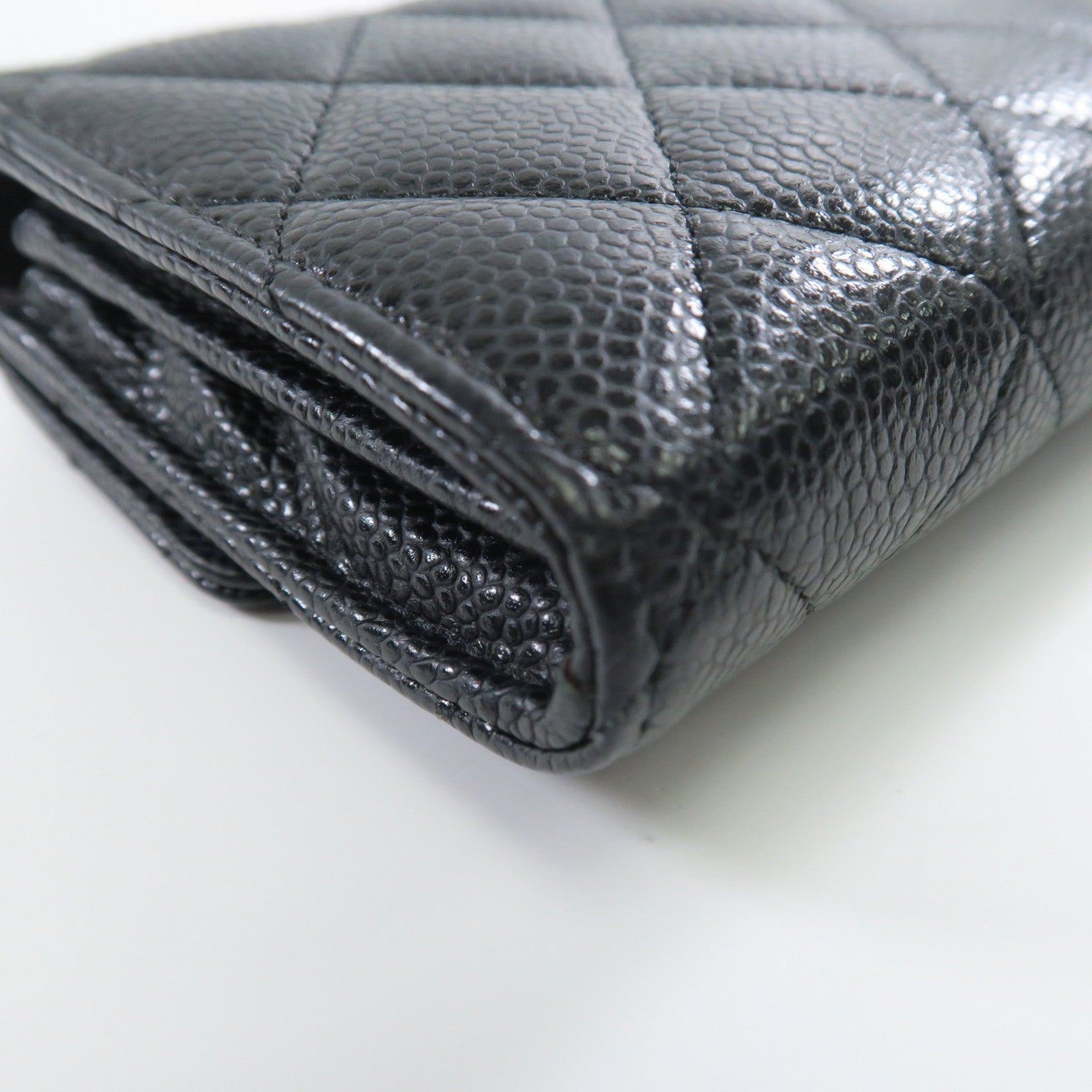 CHANEL 牛皮皮革Wallet金扣長錢包黑色