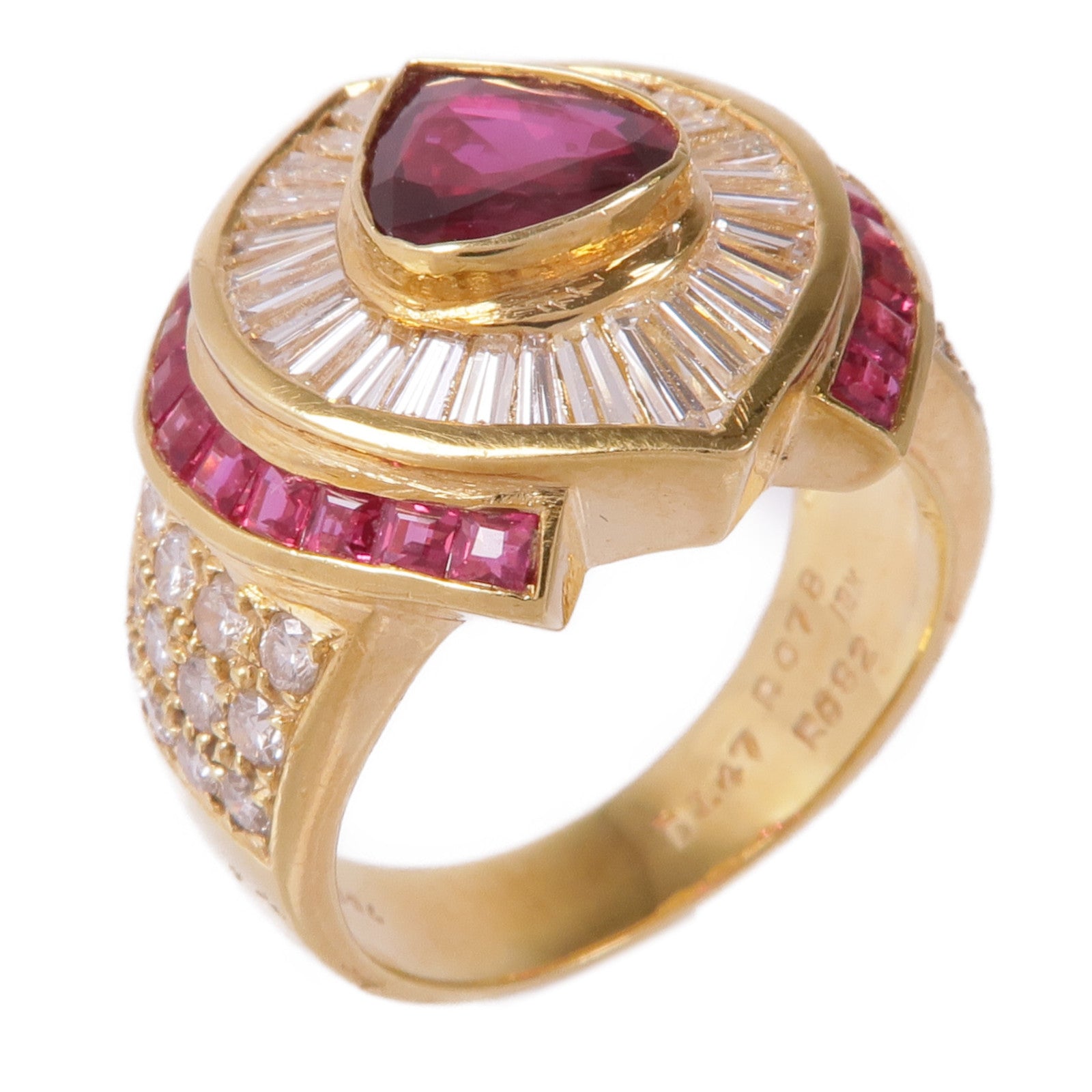 JEWELRY 【激減優惠】18K黃金Ruby Diamond Ring紅寶石/鑽石戒指US#6.5