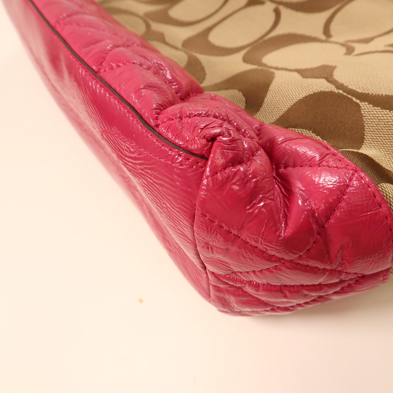 COACH 帆布Shoulder Bag金扣肩背袋粉紅色