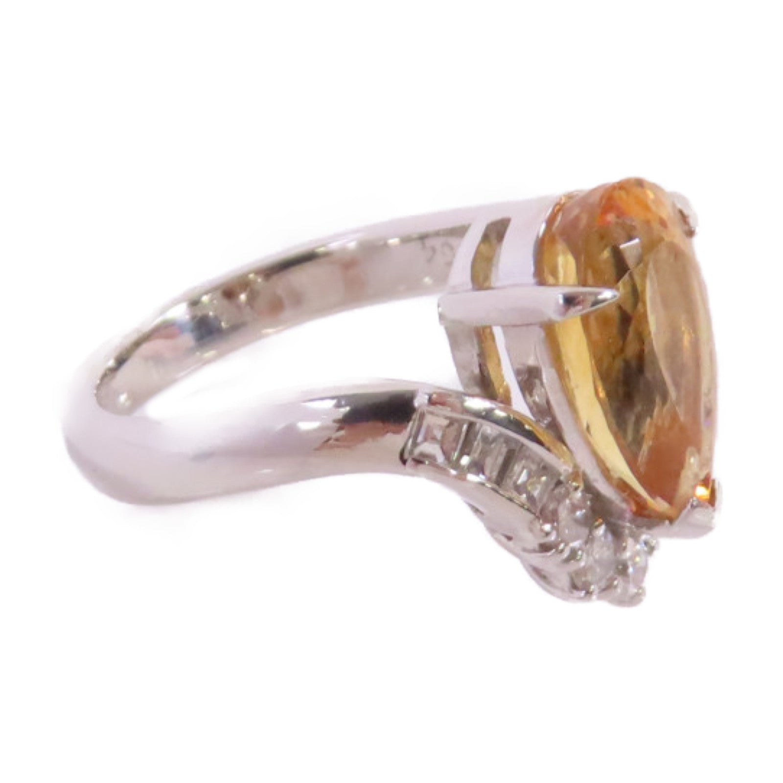 JEWELRY 【激減優惠】PT900鉑金/4.060ct拓帕石/0.54ct鑽石Imperial Topaz Diamond Ring戒指US#5.85