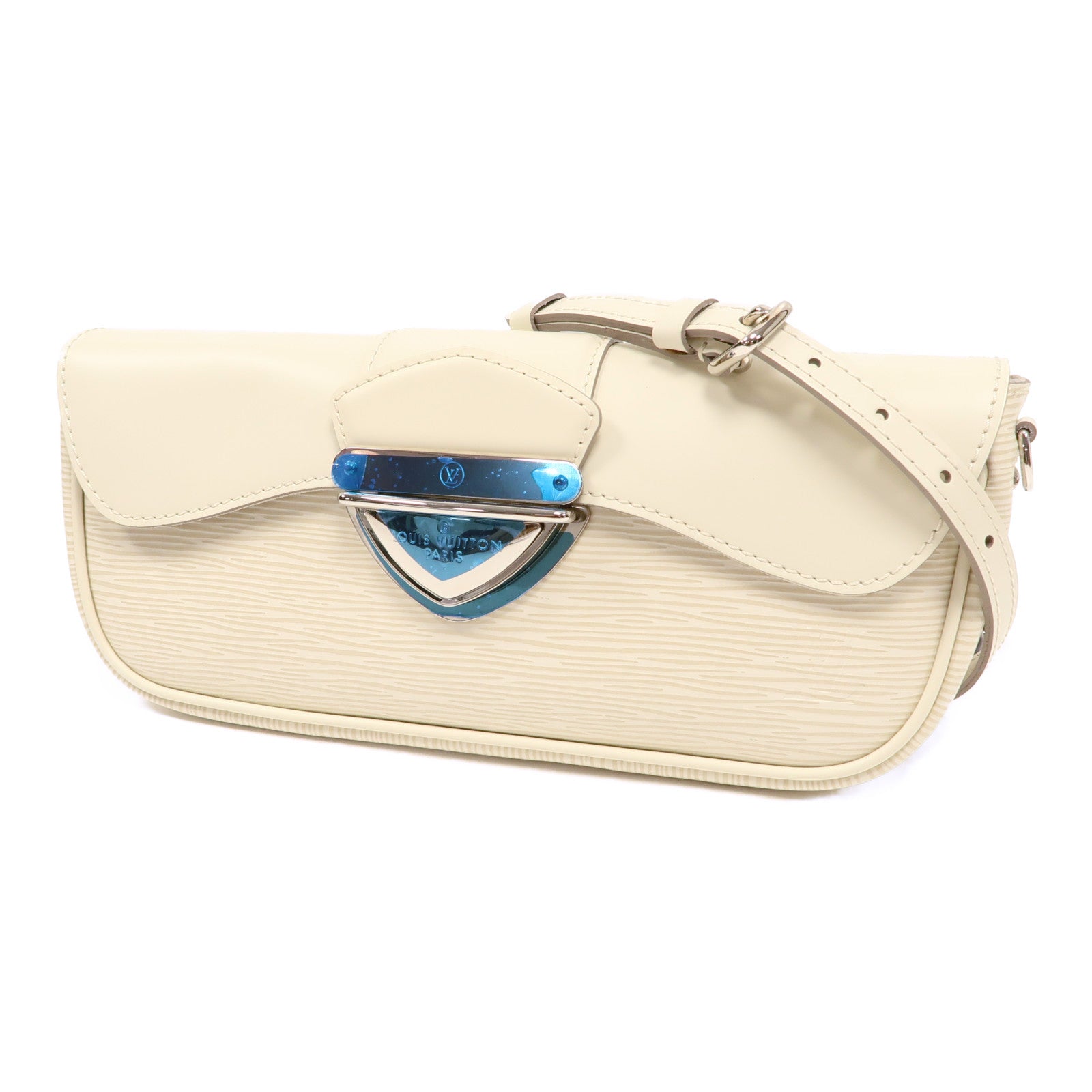 LOUIS VUITTON Epi Pochette Montaigne銀肩背袋白色