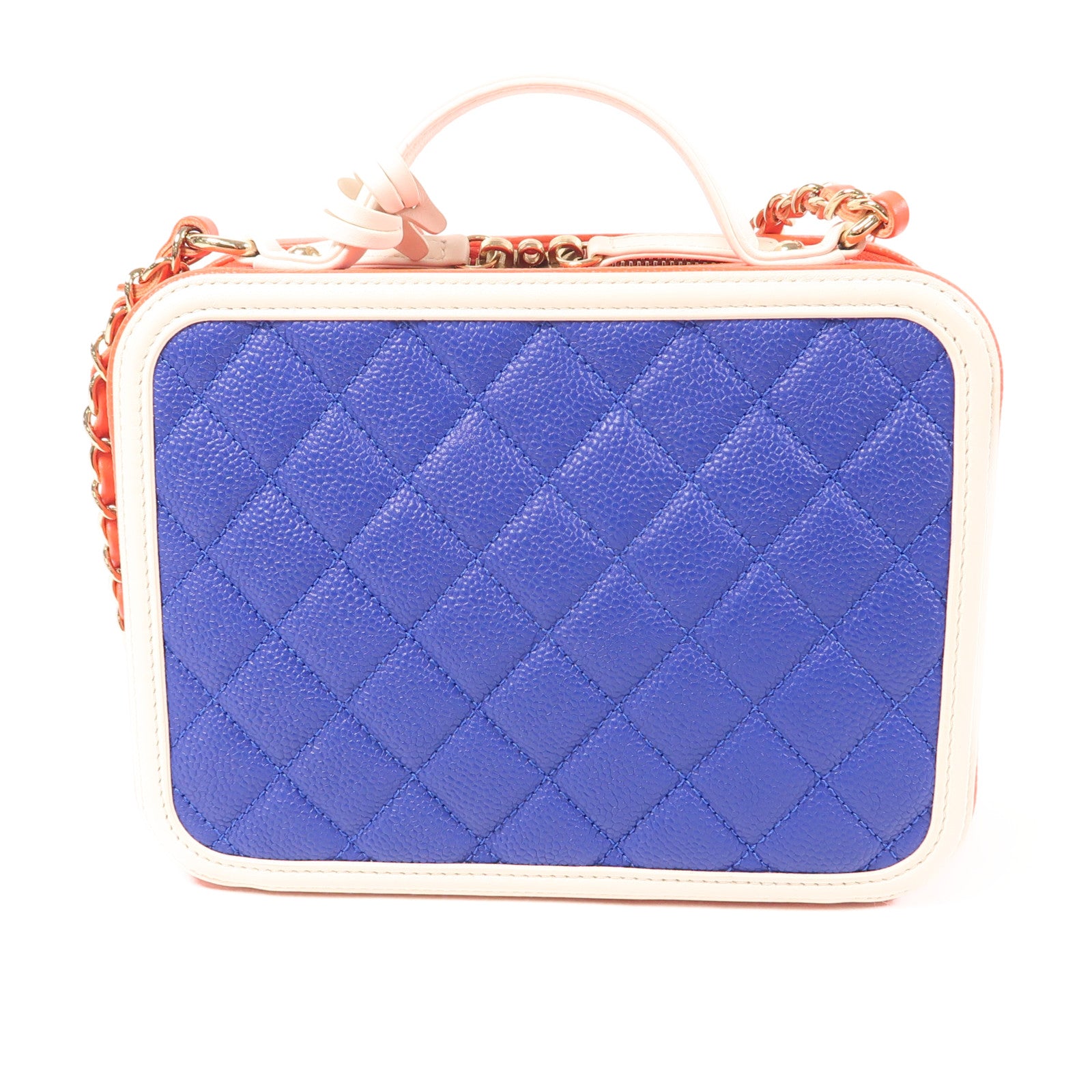 CHANEL 【激減優惠】牛皮皮革Vanity Case金扣鏈帶手挽肩背兩用袋